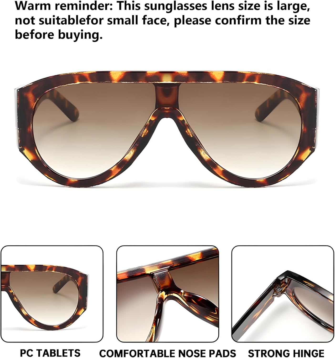 Oversized Retro Aviator Sunglasses for Women and Men, 70s Vintage Thick, Classic Eyewear - Image 6