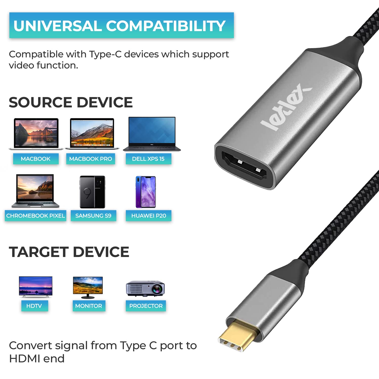 Amazon.co.jp: LETLEX 4K HDMIケーブル 4K@60Hz ディスプレイポート