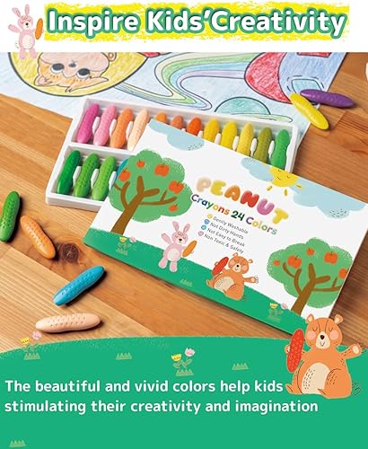 Miniatura 6 de POSUCESS Crayones de maní para niños, 24 colores lavables para niños, crayones no tóxicos para bebés de 2 a 4 años, 1-3, 4 a 8, suministros de arte