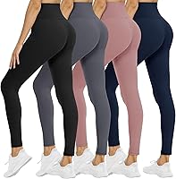 Vista 60 de NexiEpoch - Paquete de 4 leggings suaves para mujer, con bolsillos, control de abdomen y cintura alta, pantalones capri para yoga y ejercicio