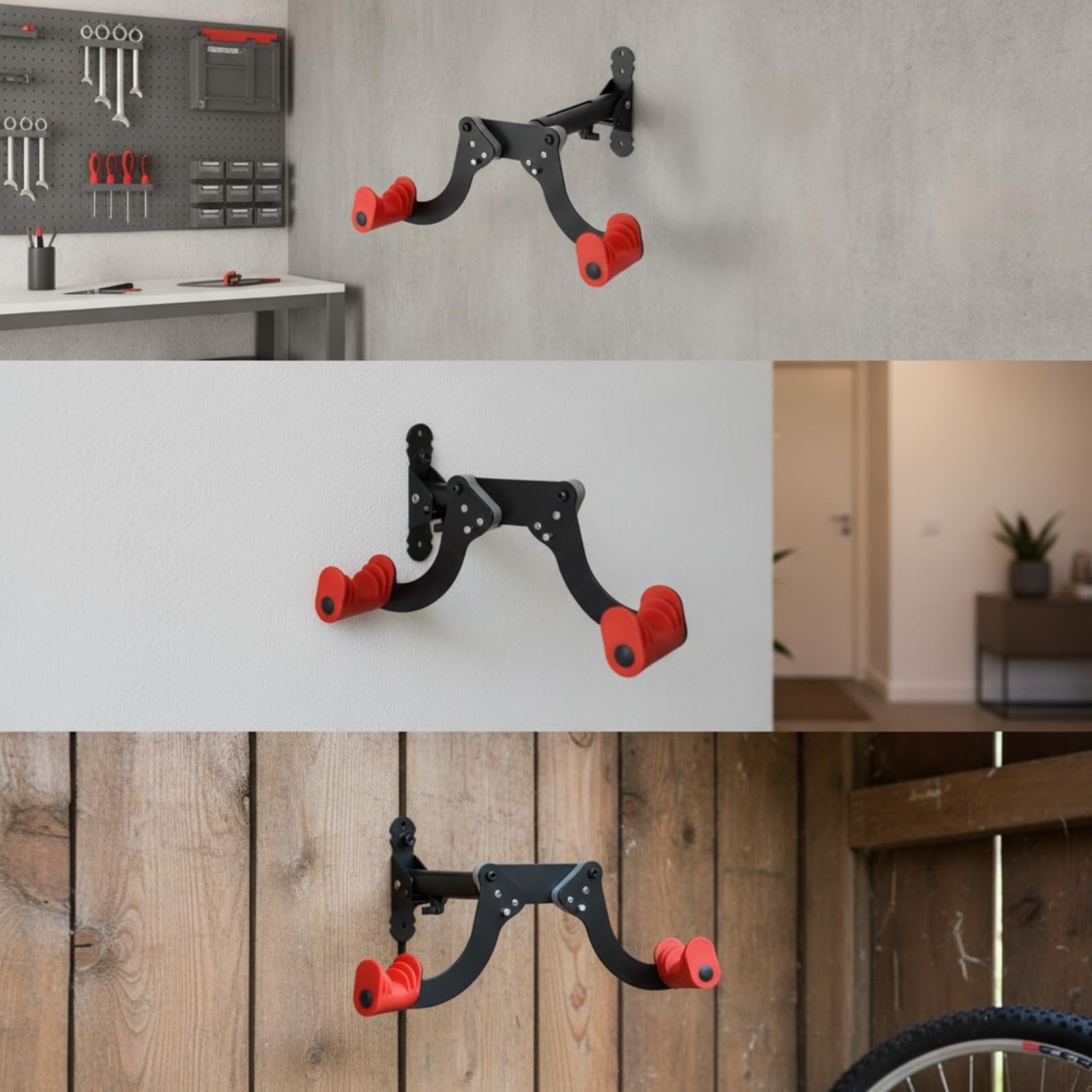 Harilla Portabici da Parete Regolabile Portabiciclette da Parete Antigraffio per Ciclisti, Garage, Appartamento
