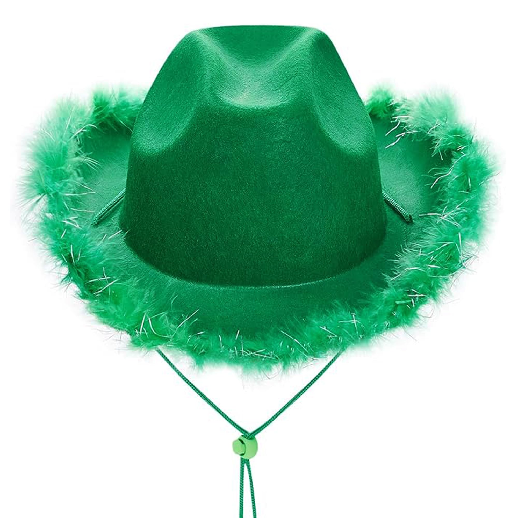 Pohotobooth Props Ltd Western Cowboy & Cowgirl Hats – One Size Fits Most – Perfect for Rodeos, Costumes, Festivals, Parties & Country-Themed Outfits (Green Feather Trim)