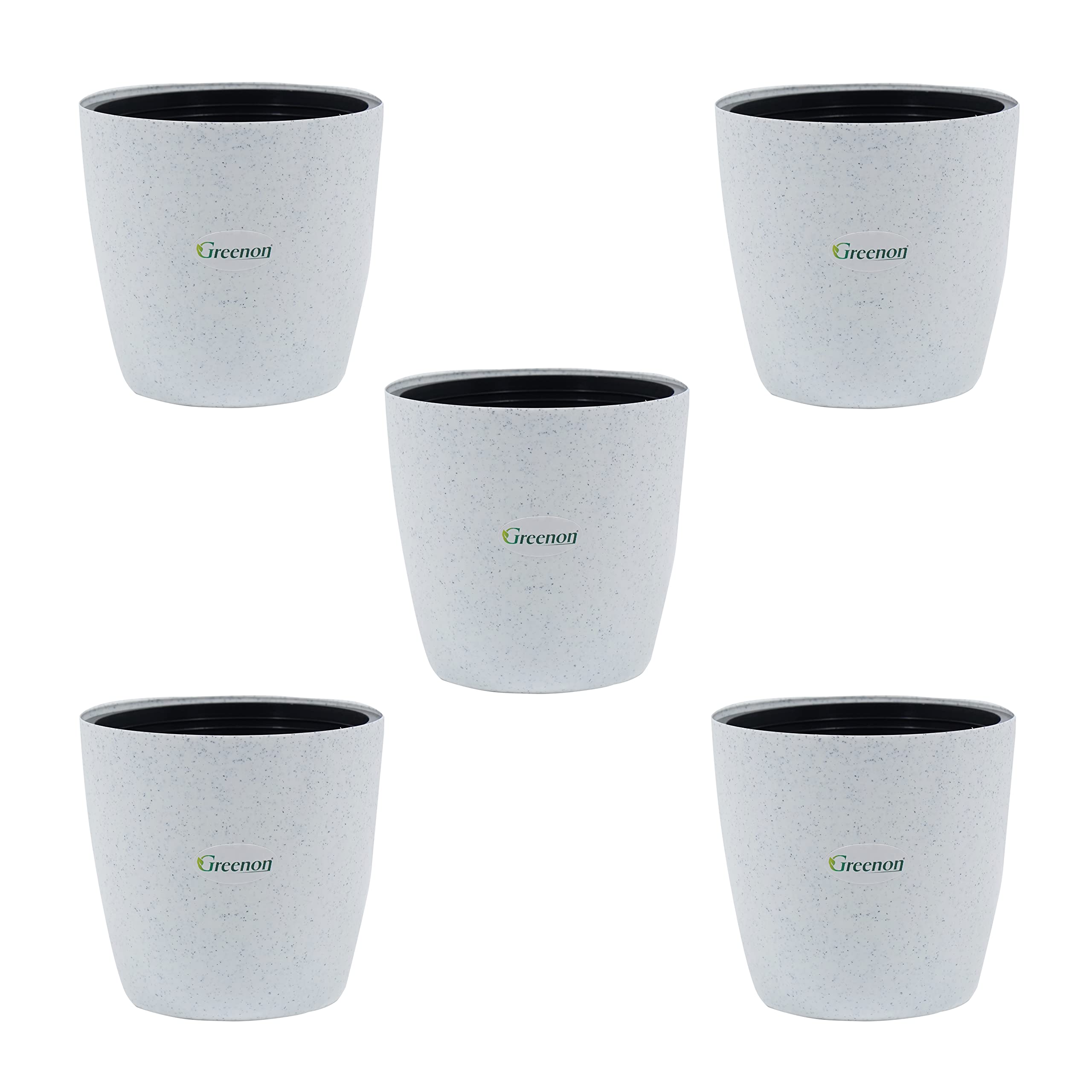 GREENON 6 Inch Plant Pot | Pack of 5 | Self Water | DOTT White Outer and Black Inner Planter | Non-Fadable Flower Pot | for Indoor and Balcony | UV Treated | Virgin Plastic Gamla (DOTT White Small 5) (B09XFKMR7H) Amazon Price History, Amazon Price Tracker