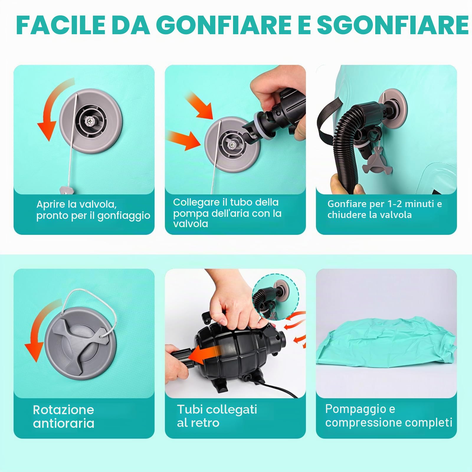 Diealles Shine Air Roll, 100x60cm Rullo ad Aria Gonfiabile Rotondo, Rotolo Gonfiabile con Pompa Elettrica e Borsa per il Trasporto, Air Barrel Gymnastics Roller per Allenamento Fitness Yoga