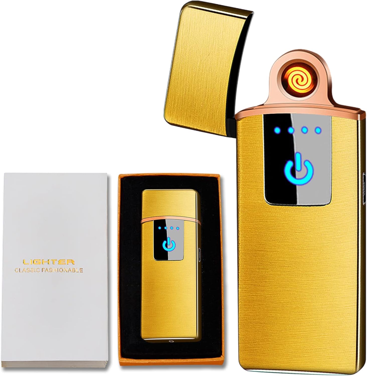 Electronic Lighter, Electric Lighter Windproof USB Rechargeable Slim Coil Lighter