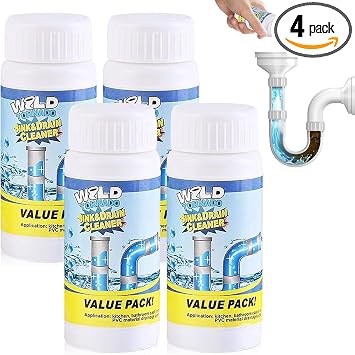 4PCS Wild Tornado Pipe Dredge, Powerful Sink and Drain Cleaner Powder, Pipeline Dredging Agent for Kitchen & Bathroom Portable Powder Cleaning Tool