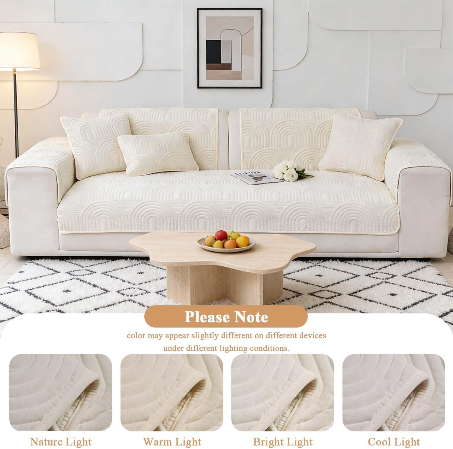 Couch Cover for Dogs Washable Soft Sofa Covers for 3 Cushion Couch Non Slip Sofa Slipcovers Furniture Protector Covers for Pets Kids (1PC,White, 36"X71",Without Armrest or Backrest Cover) - Image 6