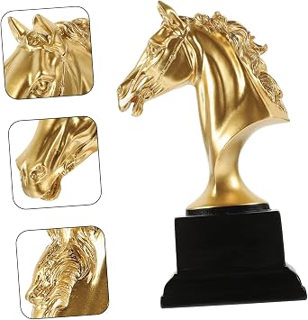 Horse Head Trophy Statue Resin Horse Head Sculpture Unique Antique Decor for Home Office Lifelike Design Fine Polish