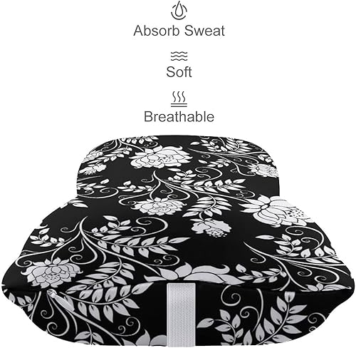 Miniatura 5 de Almohada para el cuello del automóvil, 2 almohadas suaves para reposacabezas de automóvil, compatibles con flores blancas y negras florales para