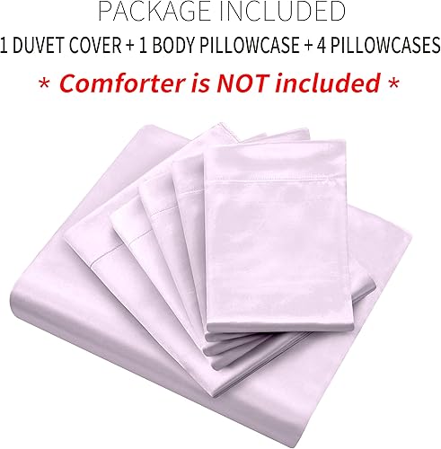 Miniatura 2 de Ersmak Juego de funda de edredón de satén de 6 piezas tamaño matrimonialqueen, juego de funda de edredón sedosa de lujo con 1 funda de edredón