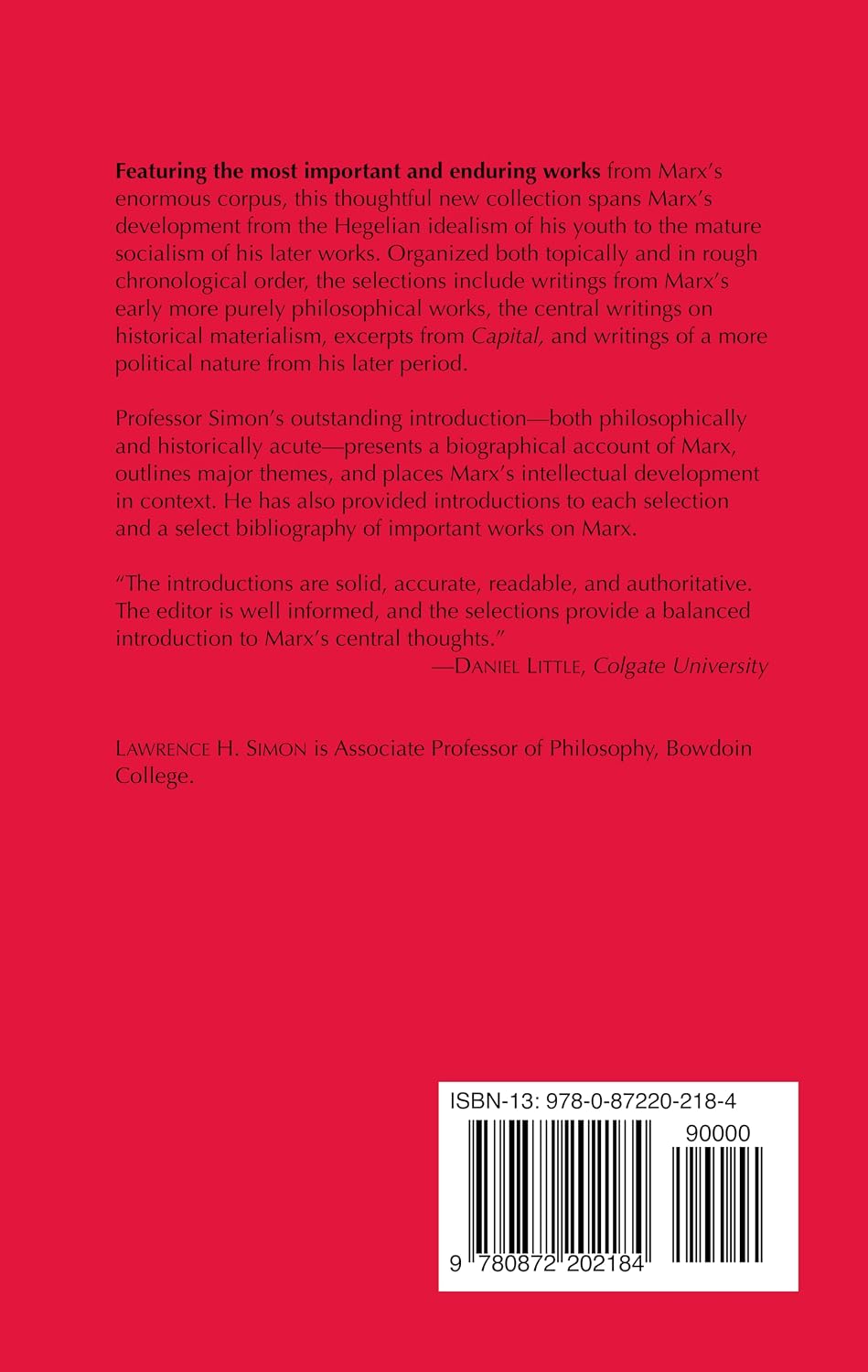 Marx: Selected Writings (Hackett Classics)