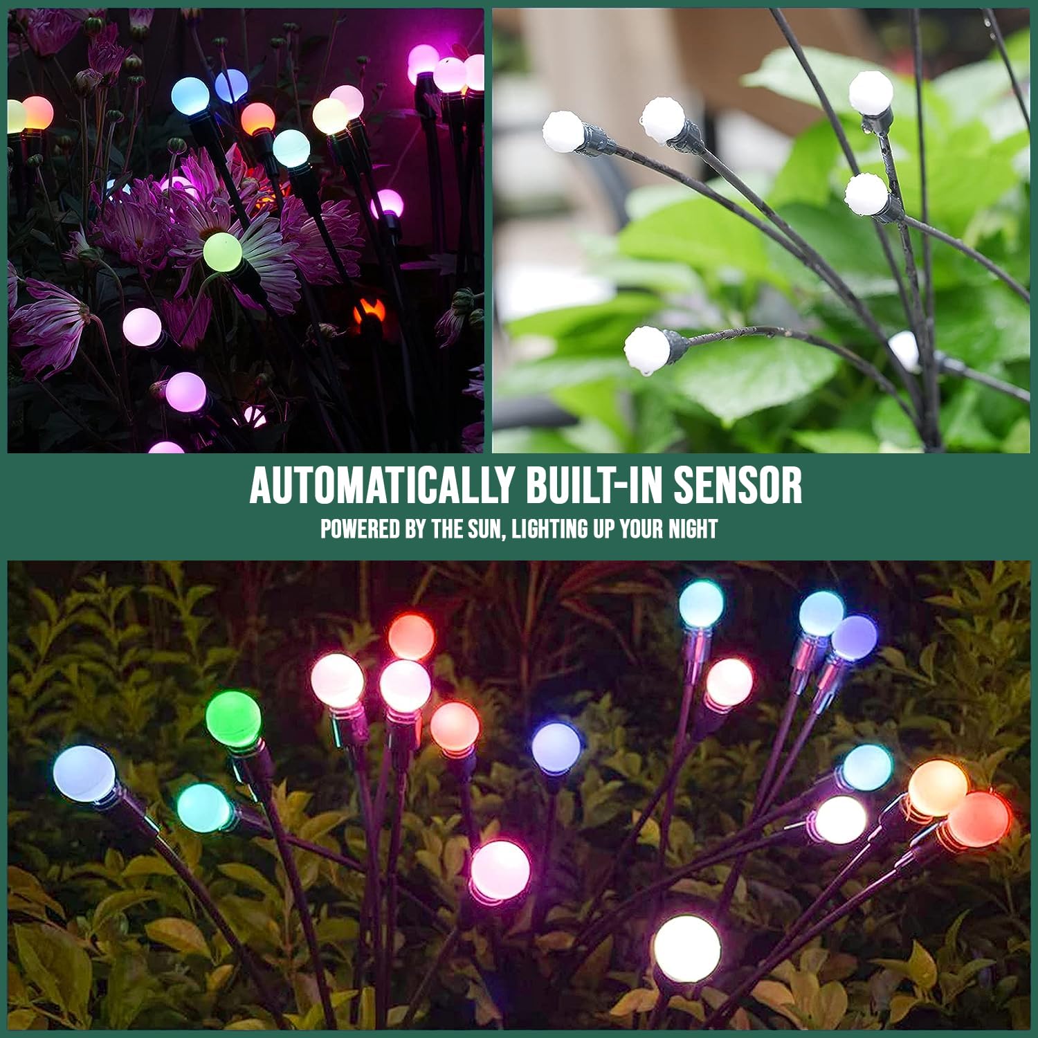 GIGAWATTS GW-302WW Solar Firefly Light with 3V Panel 600mAh Battery BIS Approved IP65 Waterproof Starburst Swaying Ground Outdoor Lamp for Garden Lawn Patio Pathway (Pack of 2, Multicolor) - Image 4 thumbnail