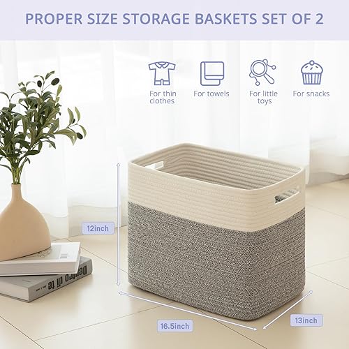 Miniatura 4 de OIAHOMY Cestas de almacenamiento para estantes, canasta de almacenamiento de juguetes, contenedores de almacenamiento plegables, canasta de mantas,