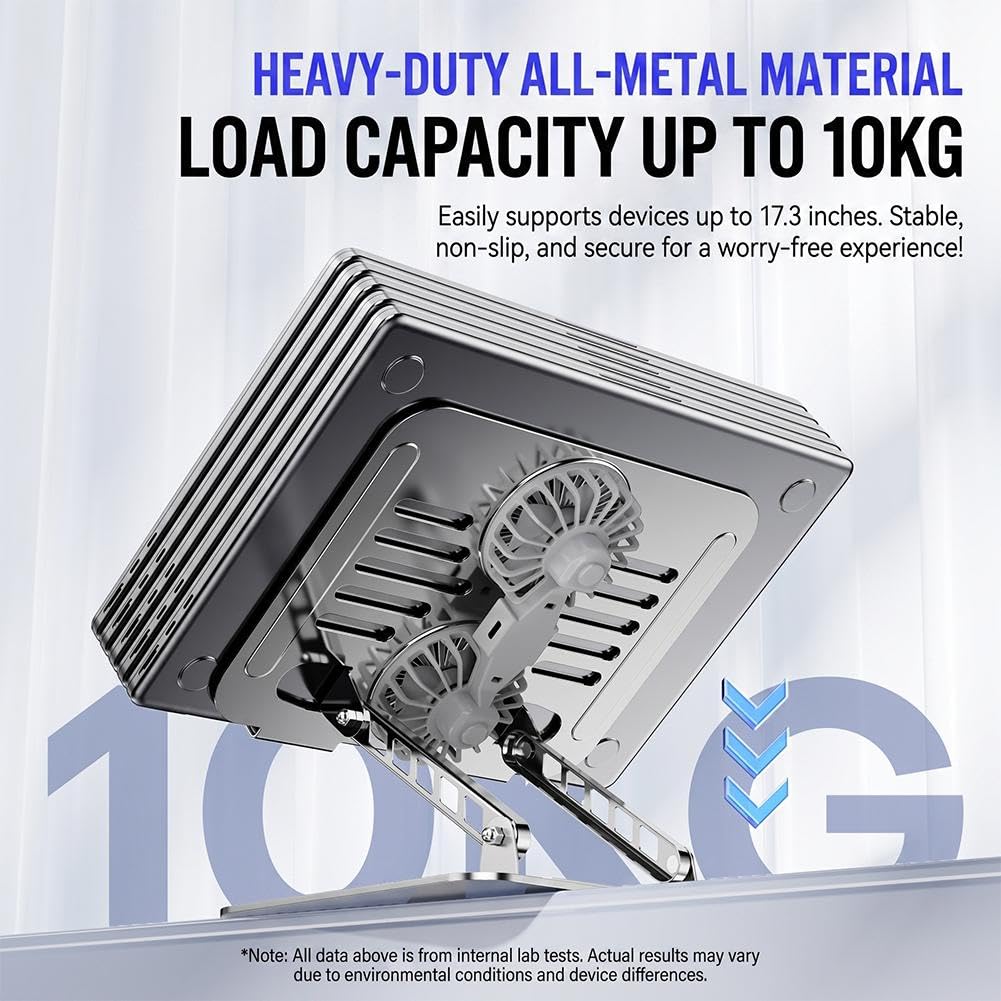 Soporte de refrigeración para portátil con ventilador, base de aluminio giratoria de 360°, enfriador turbo dual, elevador ajustable para computadora portátil de oficina para juegos (rosa)