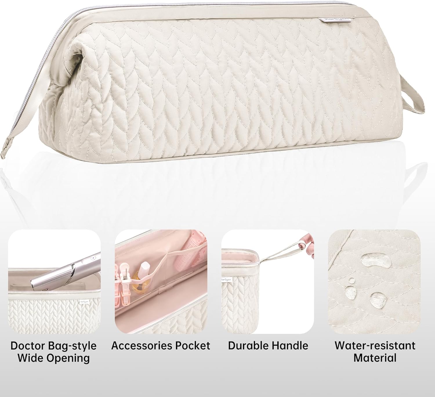 Shark Flex Style Case for Dyson Airwrap Hair Dryer Brush Revlon Hair Tools Travel Bag Carrying Case Flat Curling Iron Organizer (Beige) - Image 5