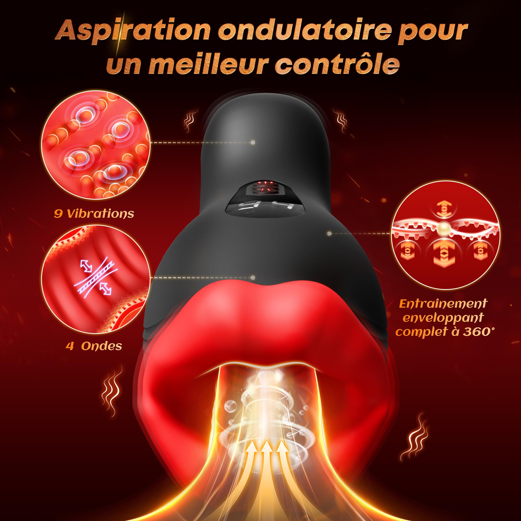 VIJISA Masturbateurs Masculins Stimulateur par Perles aux Deux Extrémités, Masturbeuse Homme 4 Ondes d'Aspiration Masturbateur IA, Sextoyse Homme Sex 9 Vibrationex Stoyspour pour Homme App Control