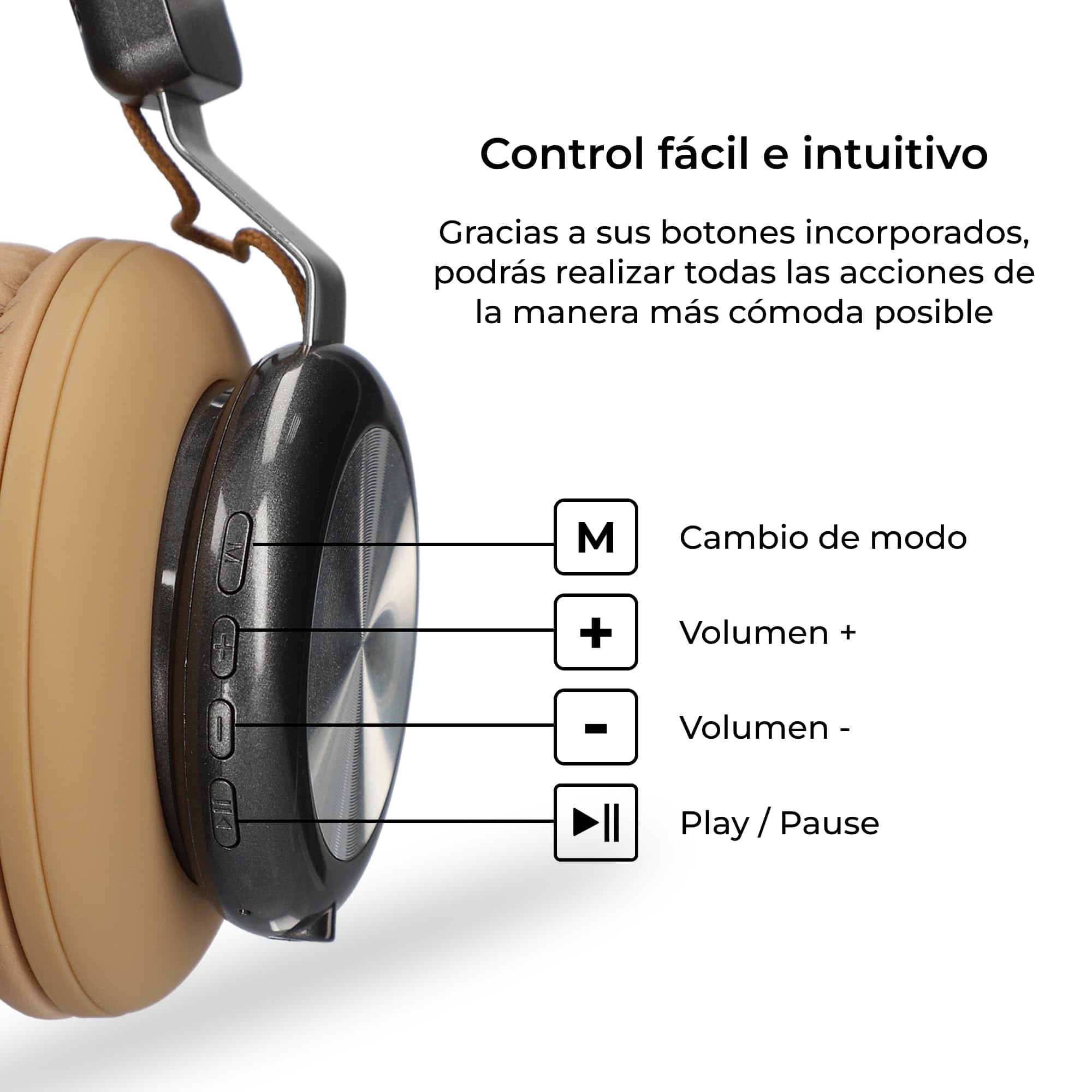 KSIX Retro 2 Auriculares inalámbricos Diadema Retro 2, Radio FM, Tarjeta SD, hasta 8 Horas de autonomía, Marrón