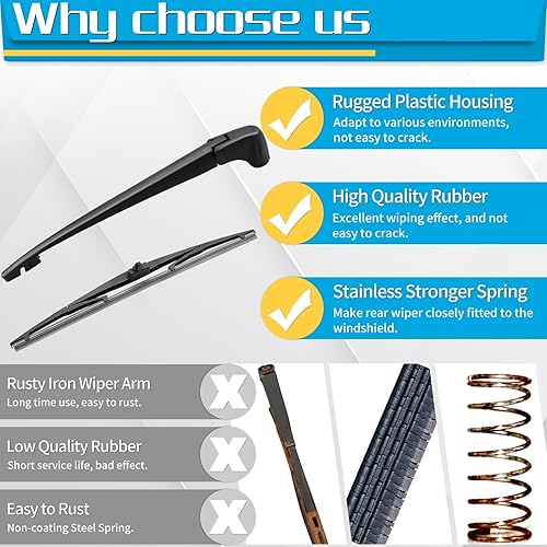 Miniatura 6 de Escobilla de limpiaparabrisas trasero, repuesto para Honda Pilot 2009-2015 – Reemplazo del conjunto del limpiaparabrisas trasero ZOFFI – Ventana de