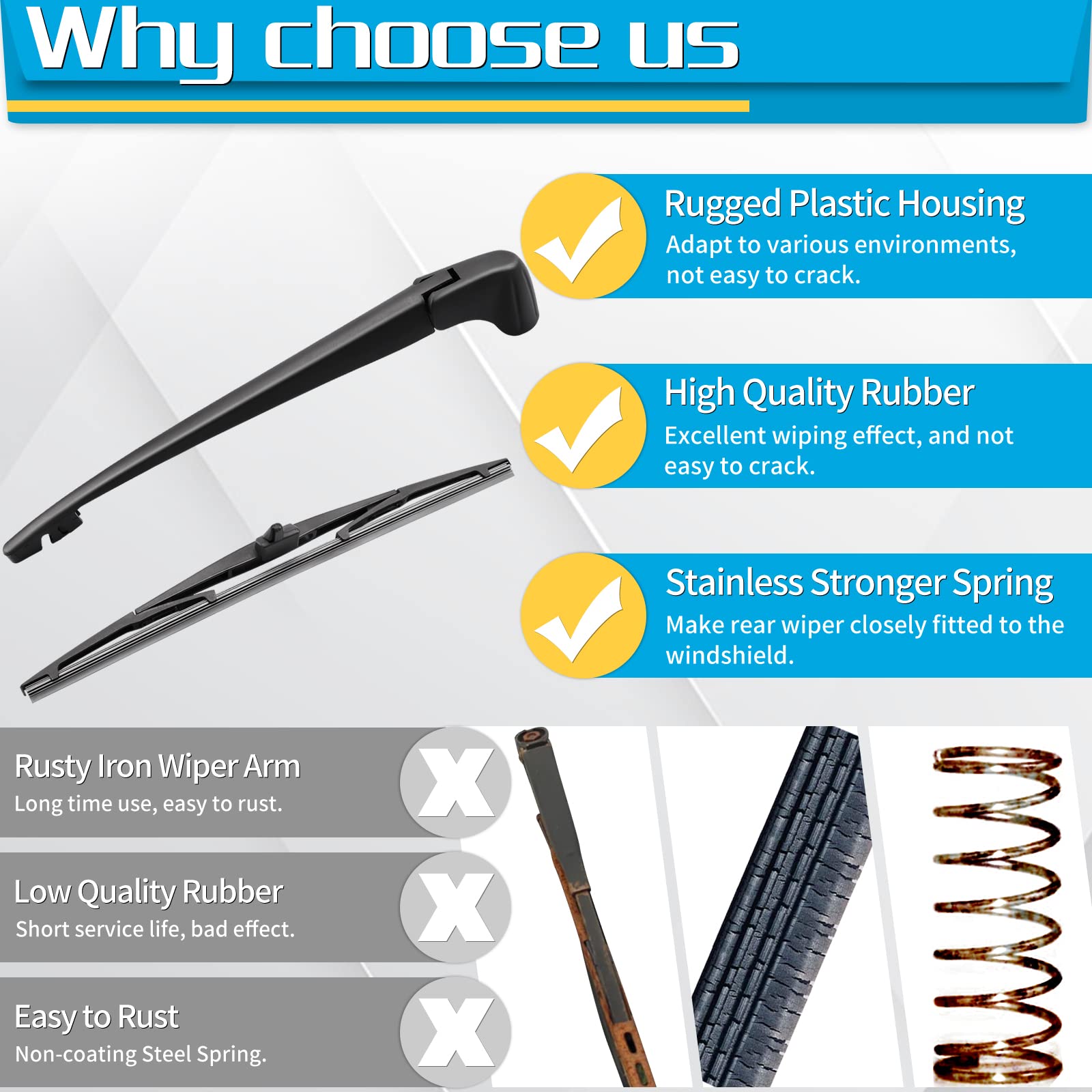 Front And Rear Wiper Blade Set For Honda Pilot 2009-2015 Front & Rear Wiper Blade Set For Honda Pilot (2009-2015) - 3 Blades, Easy Install Windshield Wiper Systems For Honda Civic - Foto 10