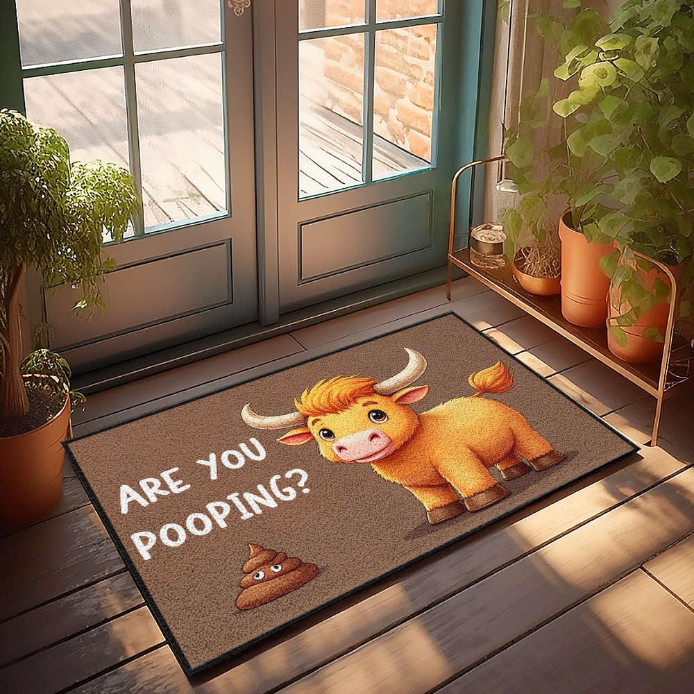 Tapis vache Are You Pooping grand paillasson extérieur décoration automne