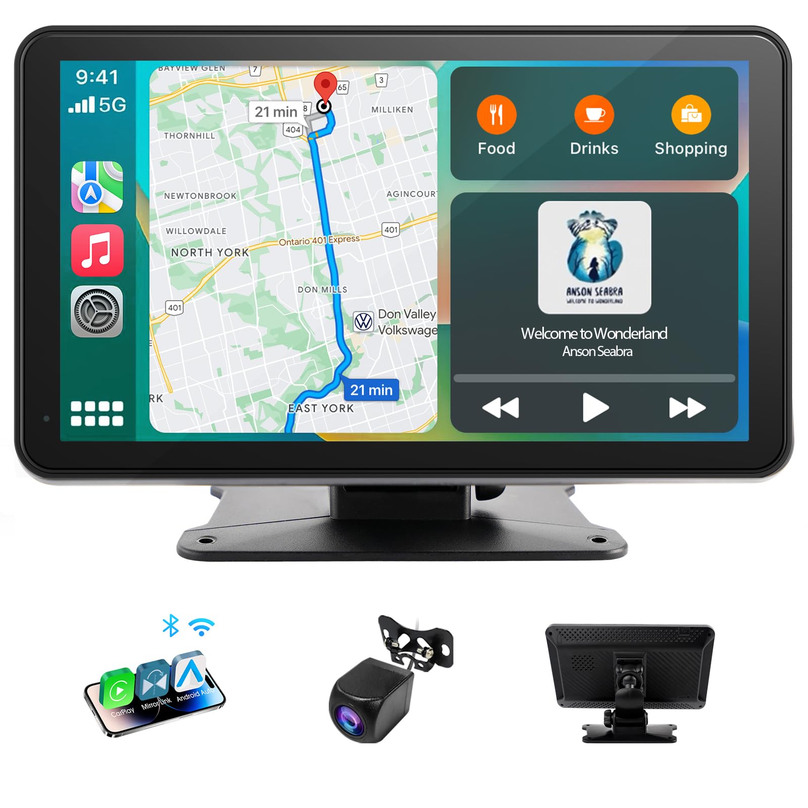 Olvy Display 10.26” – Box Auto Con CarPlay E Android Auto Wireless, Monitor Multimediale E Telecamera Posteriore Inclusa - 6