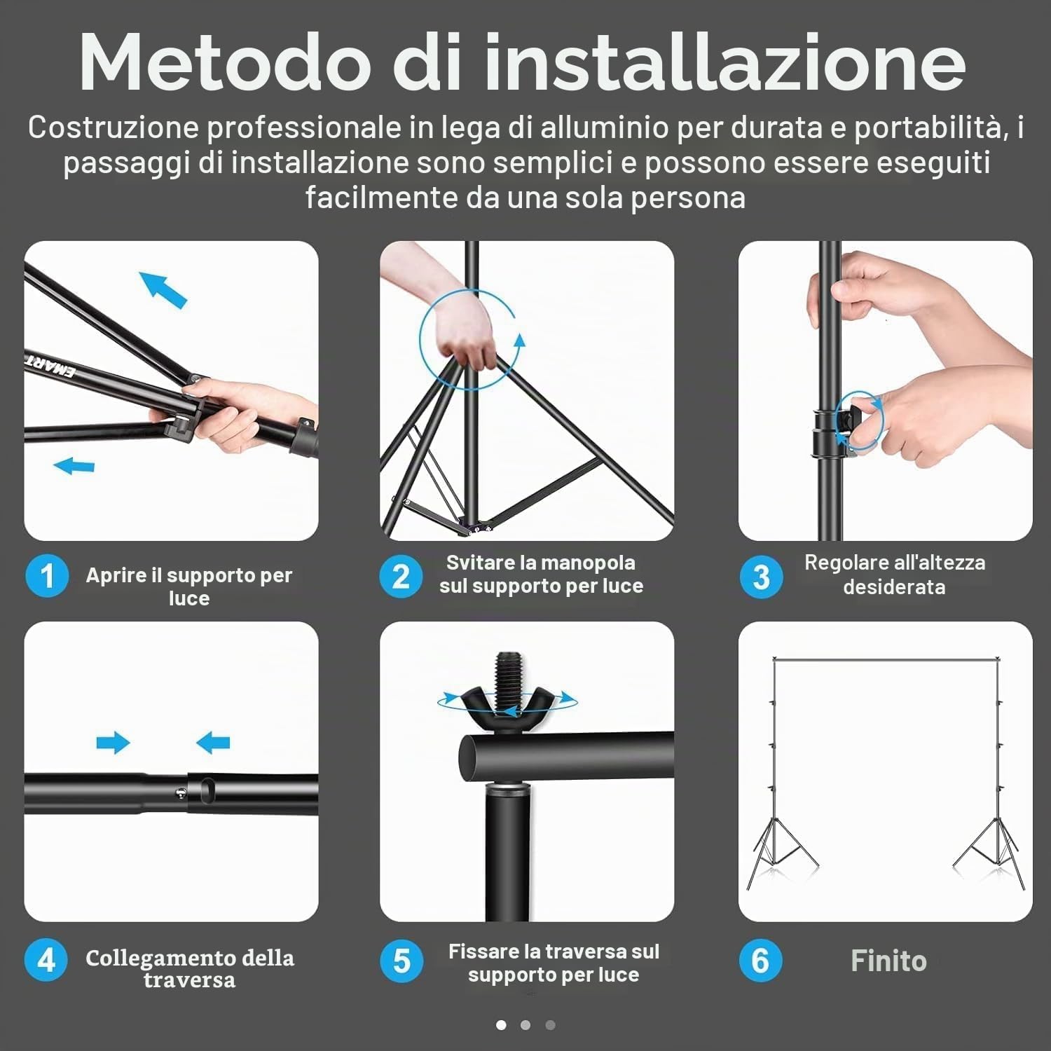 EMART Supporto Per Sfondo Fotografico 3 M X 3,6 M Regolabile E Borsa Per Trasporto Per Studio Fotografico, Video, Ritratti E Fotografia Di Prodotti