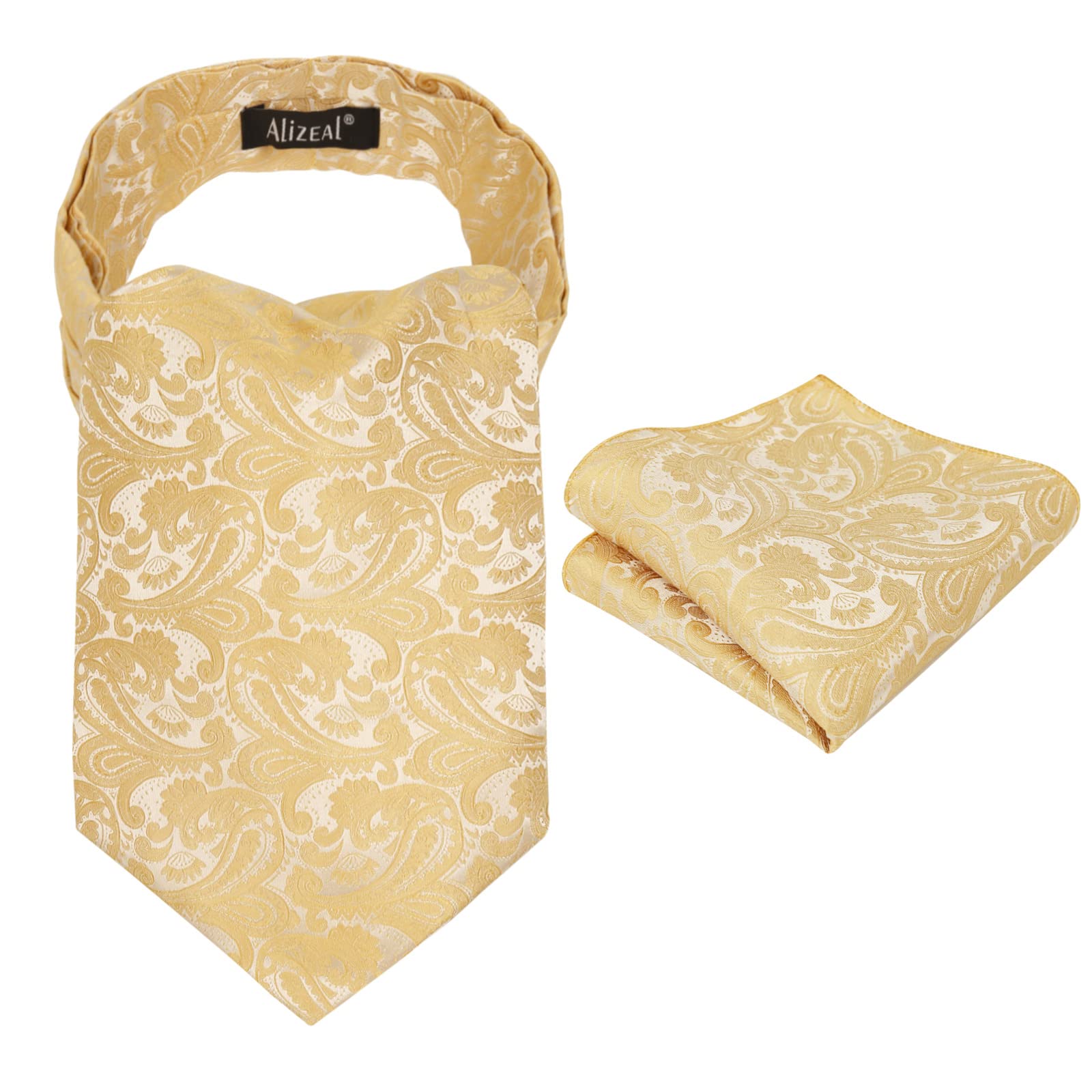 Alizeal Mens Self-tied Cravat Tie Ascot and Pocket Square Set