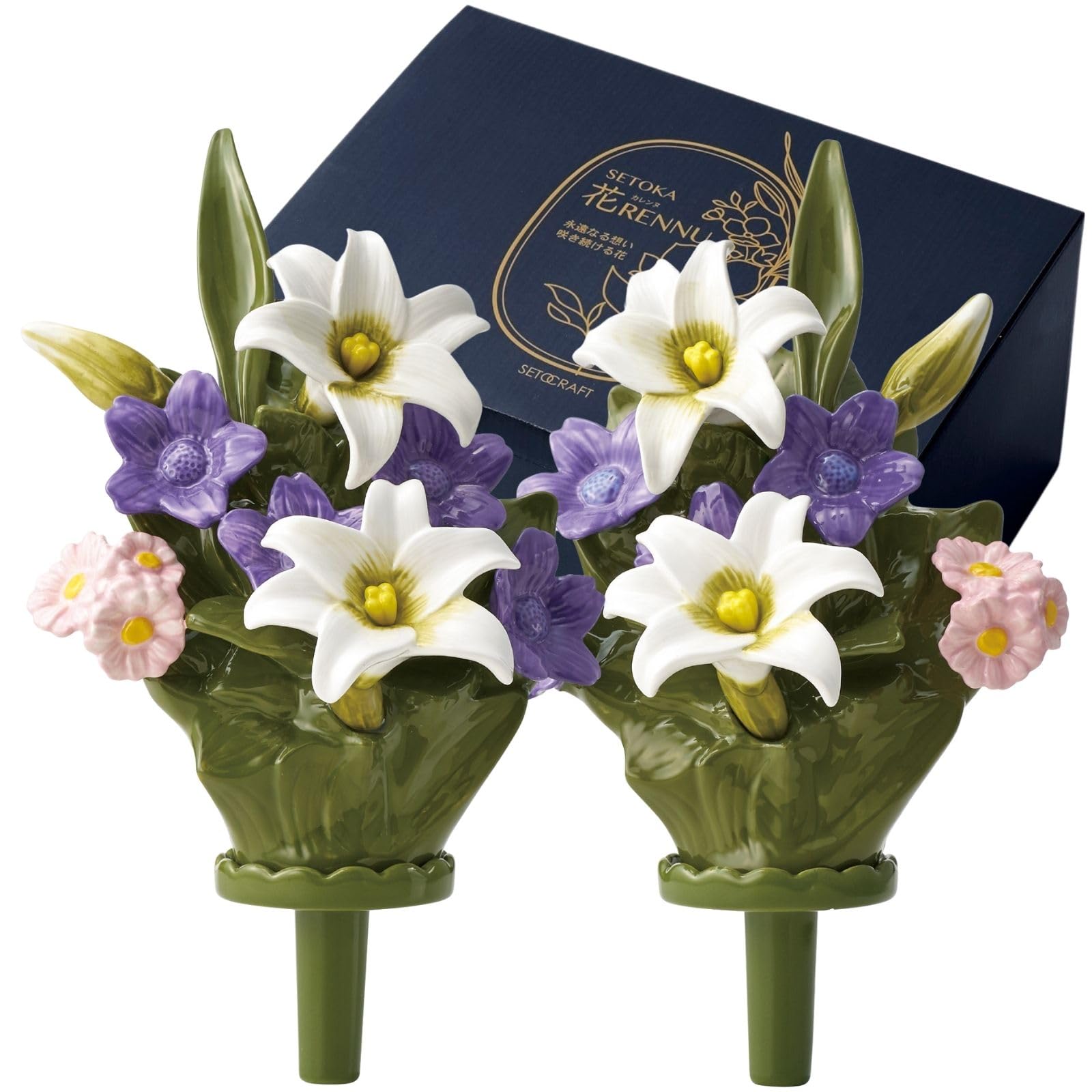 Amazon｜セトクラフト 花レンヌ 「100年 枯れない 白ユリ(L)」 お墓用