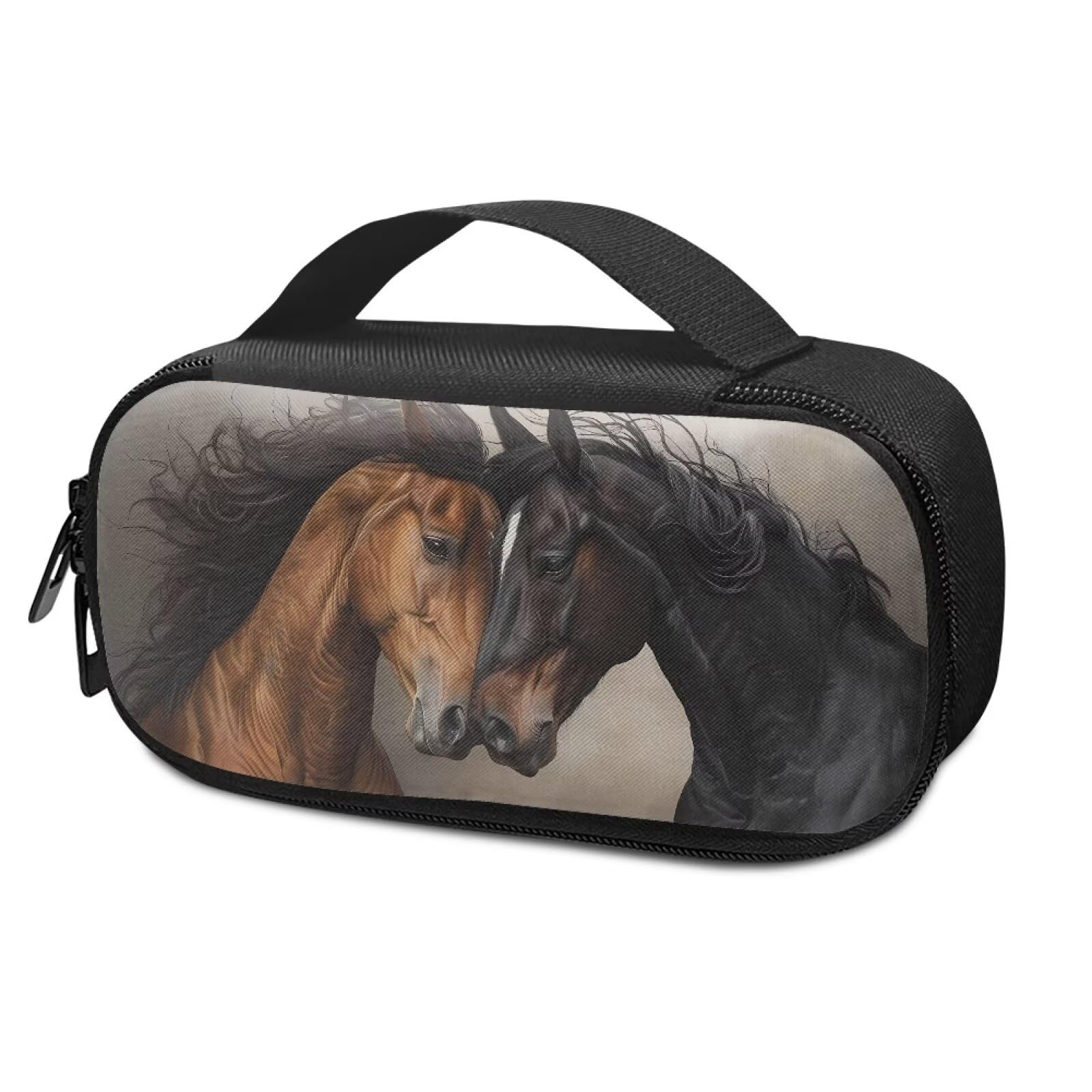 Suhoaziia Horses Print Insulin Cooler Travel Case Easy to Use Diabetic Medication Insulated Cool Organizer with Handle Diabetic Travel Bag for Insulin Pens, Needles, Test Strips, Lancets