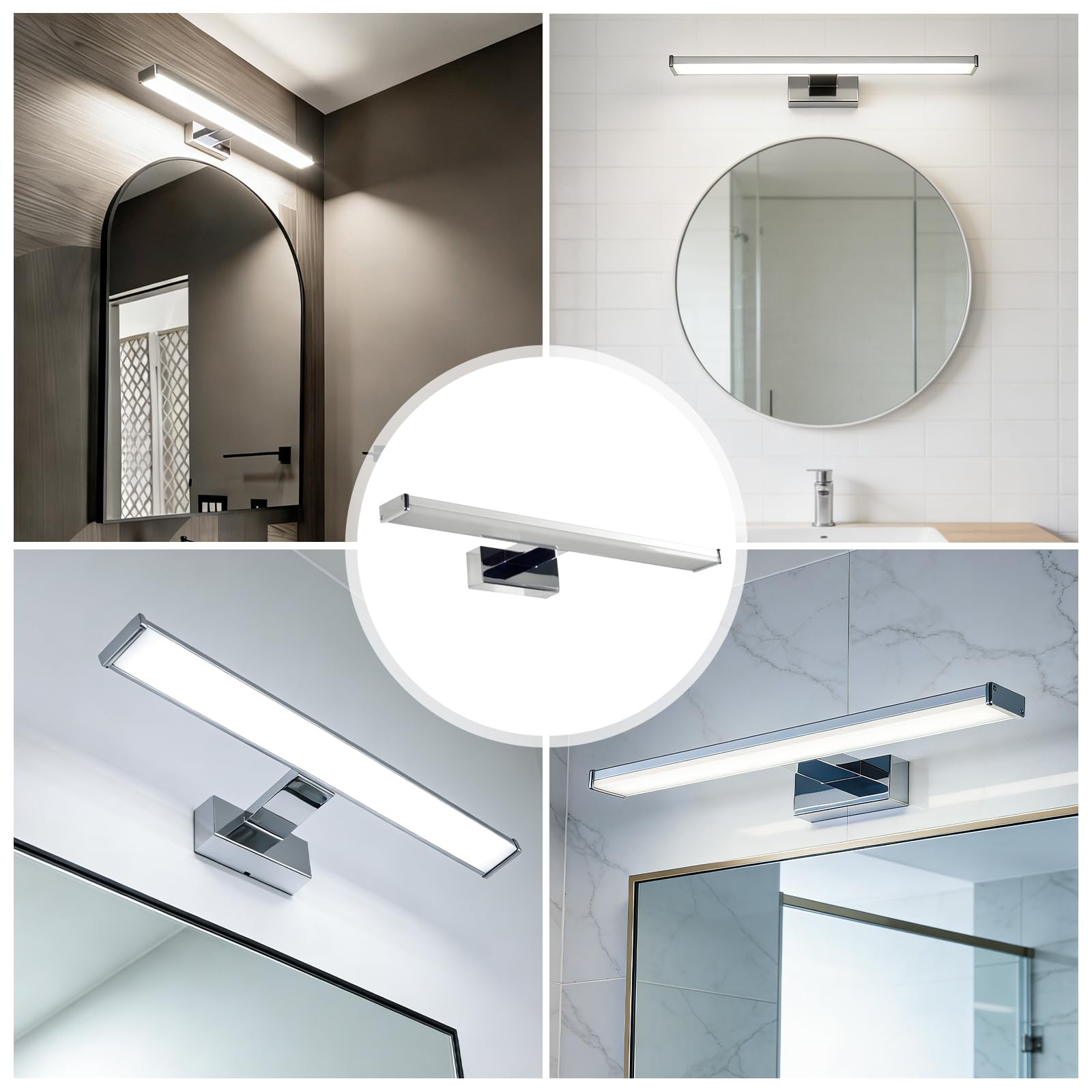 Lámpara de Espejo LED Baño 40cm 8W 640lm Blanca Frio 6500K IP44 Impermeable Aplique LED Aluminio Lámparas de Baño Iluminación para Armario Maquillaje Gabinete No Regulable 230V