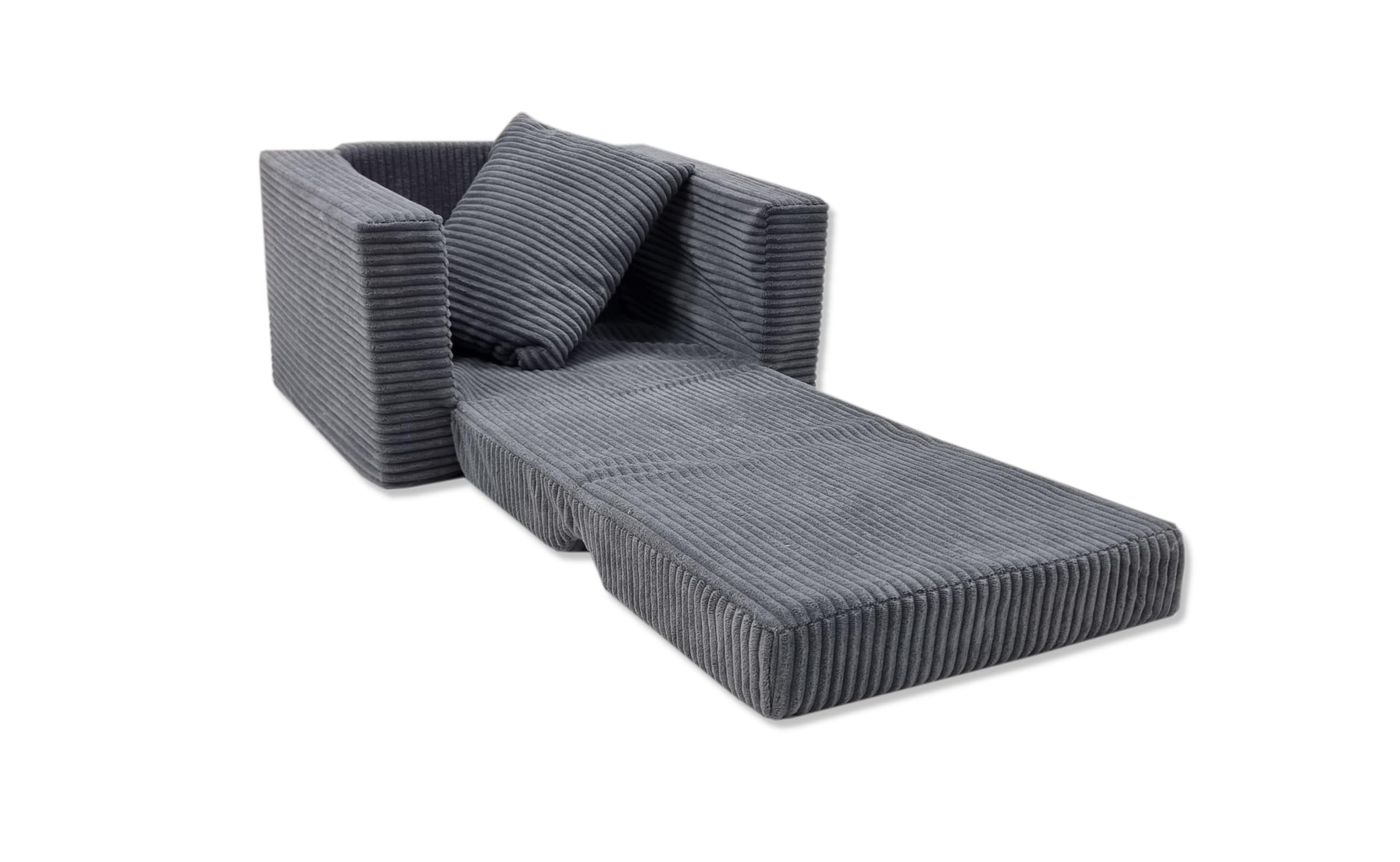 Odolplusz Składany fotel dziecięcy | Sofa dziecięca Mini-fotel dziecięcy Fotel przytulny | Meble dziecięce do pokoju dziecięcego | (sztruksowy grafit)