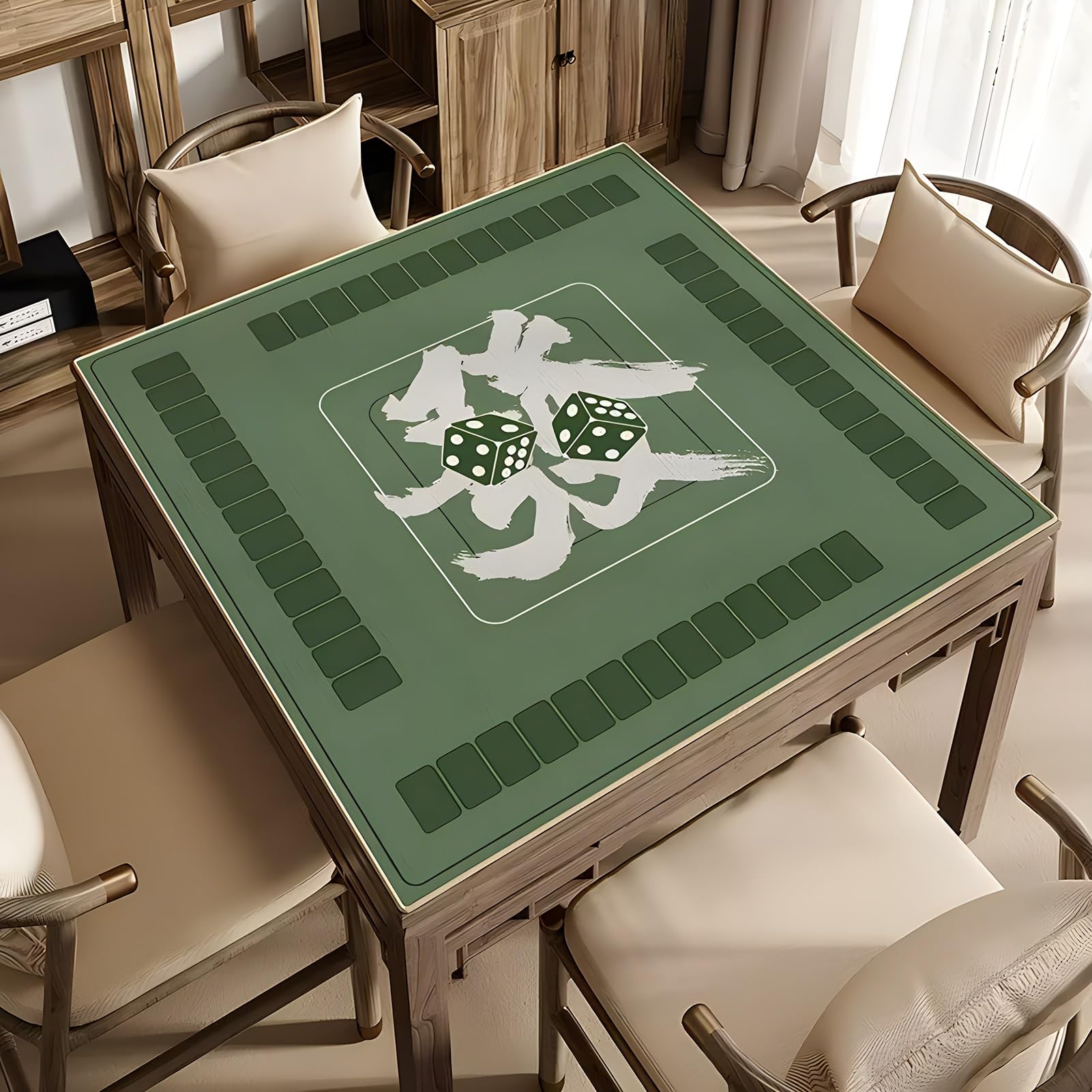 tapete de póquer, Tapete de Mesa Majiang, tapete Mahjong con Bolsa Almacenamiento, Cuadrado(Green 2,95cm/37.4in)
