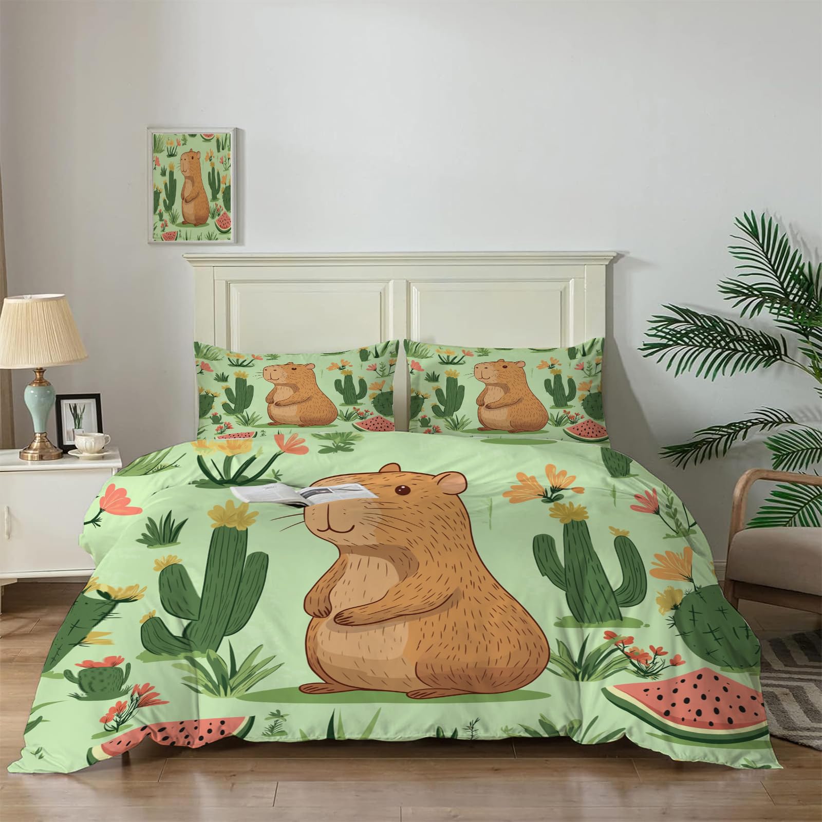 Housse de Couette Capybara Fine Fermeture Éclair Contre Lit Déborde
