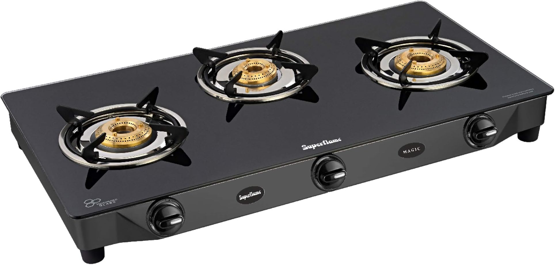 Superflame Magic Glass Top Gas Stove with 2 Year Warranty (3 Burner)