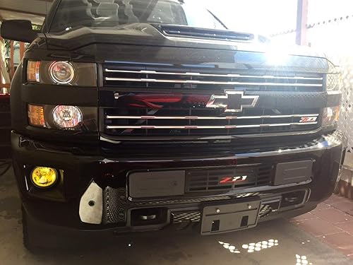 Miniatura 9 de Rejilla de acero inoxidable y pintura electrostática negra para insertar en defensa de 2015+ Chevy Silverado 25003500HD Edición "Z-71"