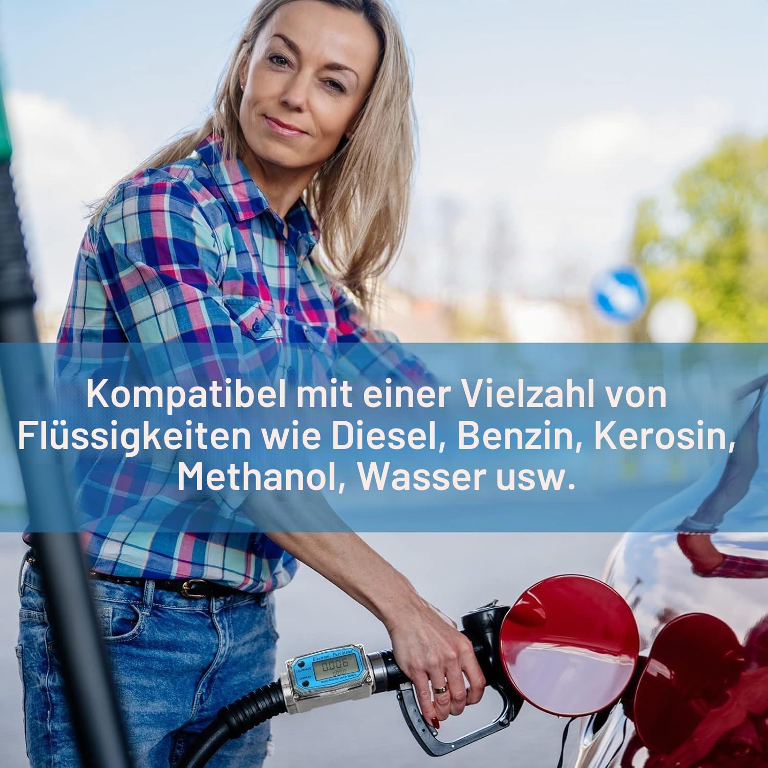Digitaler Turbinen-Durchflussmesser, 120L/Min Flüssigkeitsdurchflussmesser Wasser- Und Kraftstoffdurchflussmesser Rostfrei 0-99999 Elektronischer Kraftstoffzähler 1-1/2 Zoll NPT, Für Benzinpistolen