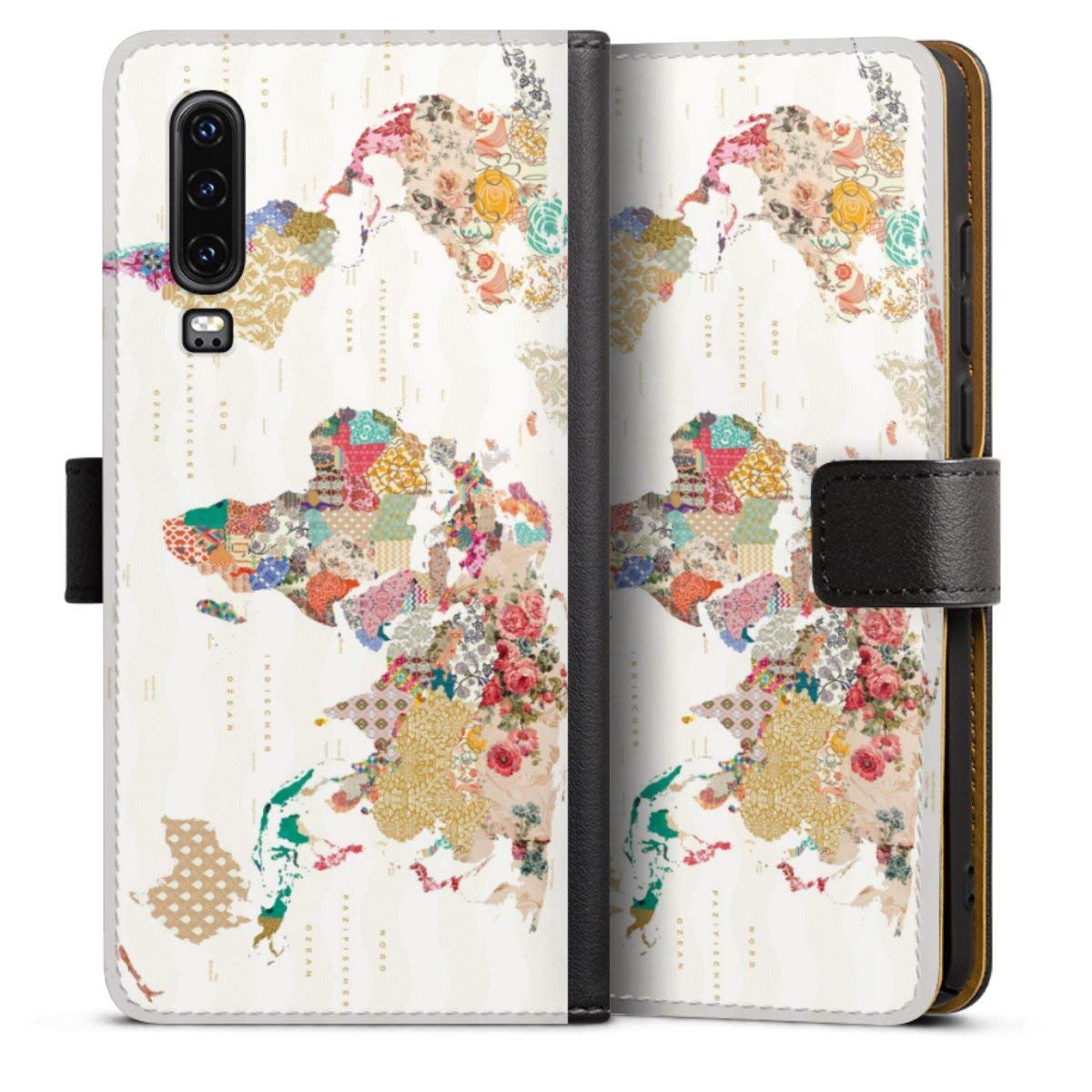 DeinDesign Etui Compatible avec Huawei P30 Etui Folio Etui magnetique Terre Carte géographique Vintage