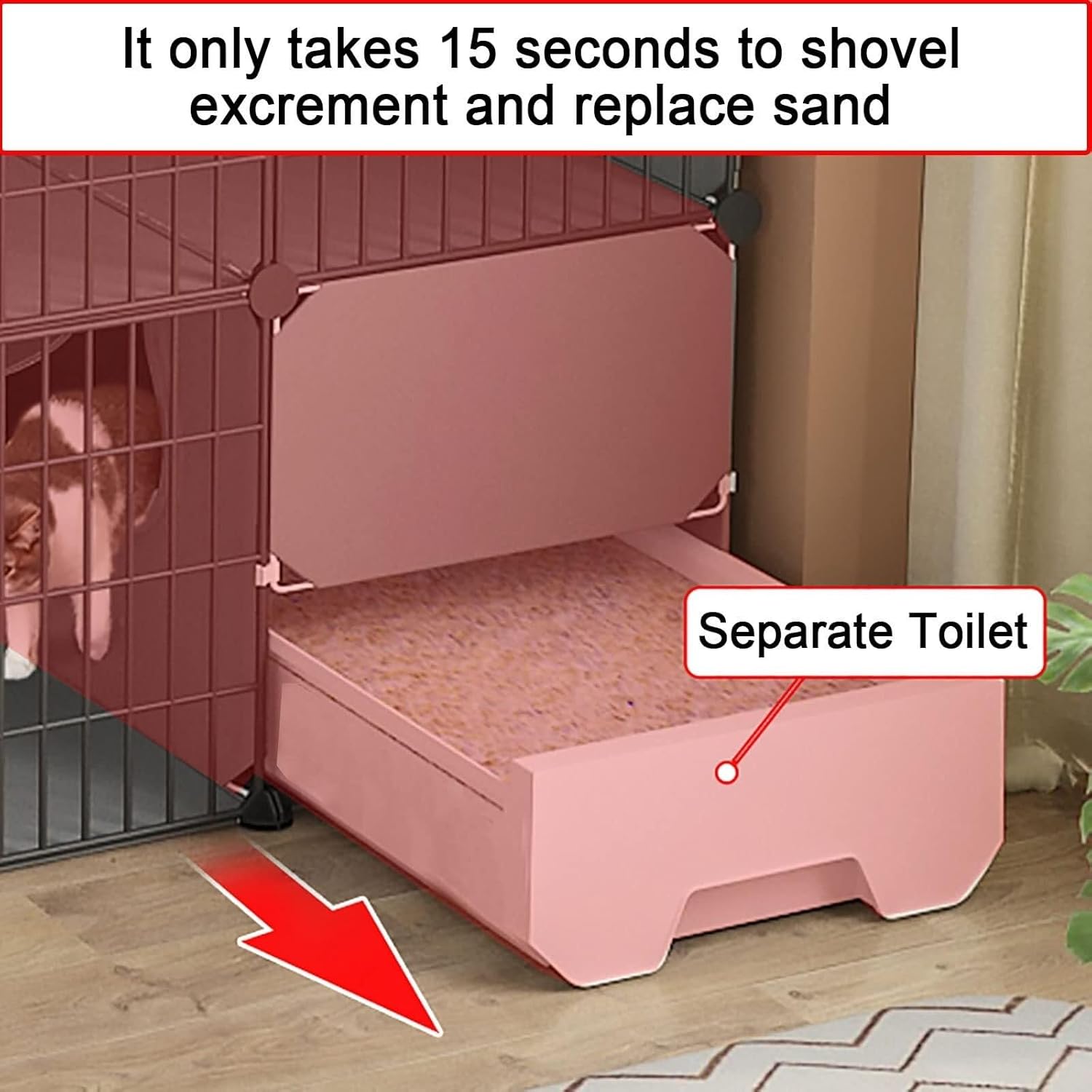 Indoor Cat Cage with Litter Box, Gray DIY Metal Cat Enclosure for 1–3 Cats, Small Pet Crate with Hammock & Nest(Color : Gray, Size : 75x49x73cm)(Purple,75x49x109cm)