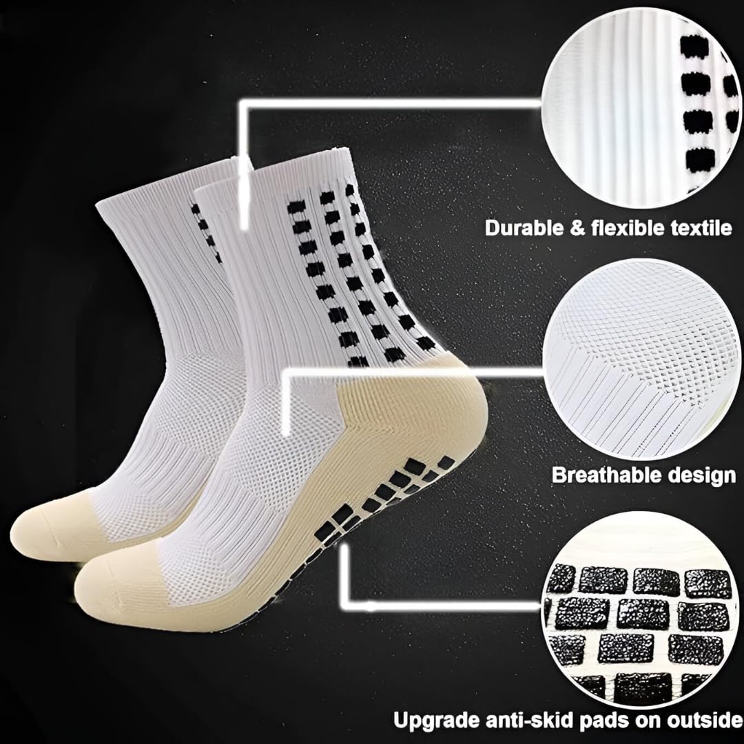 Glitzn Athletic Socks for Men Women, Rubber Anti-Slip and Thicken Cushion Sport Socks Ankle Length Socks (pack of 2) (Black&White) 2