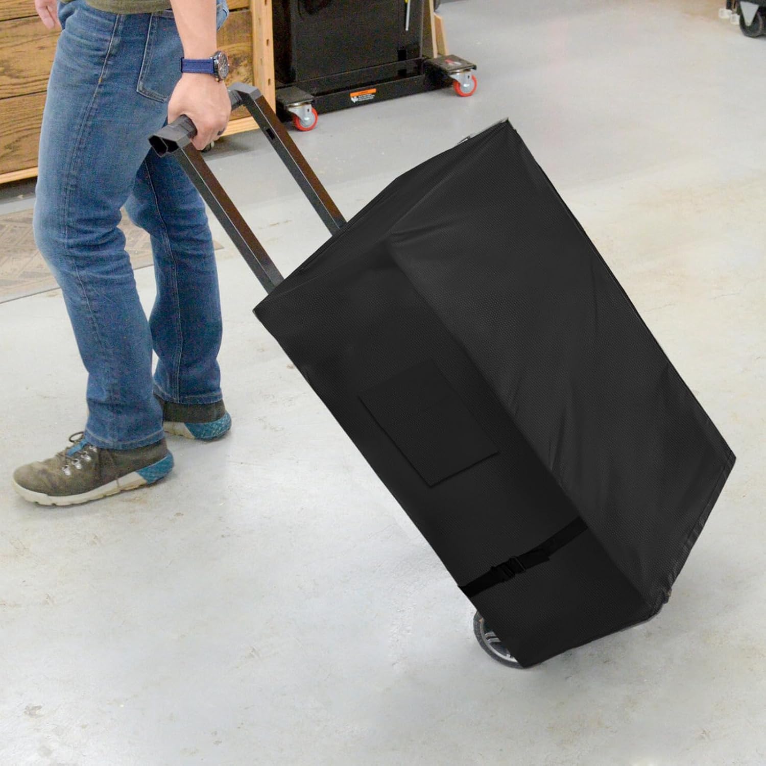 Rolling Tool Box Cover for Stackable Tool Box System with Wheels, Black