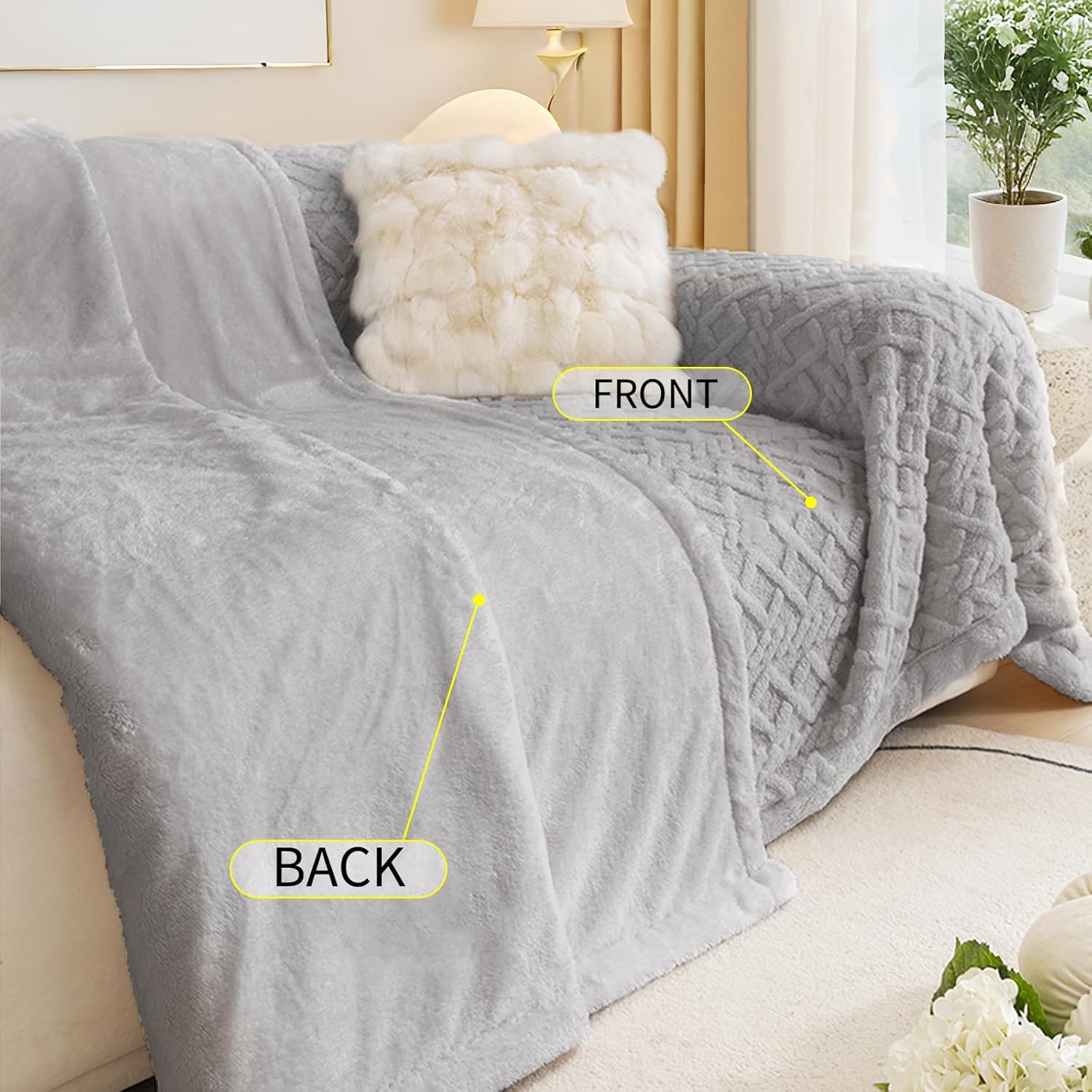 Sofa Covers Couch Covers for 3 Cute Couch Cushion Covers Pet Protector Winter Couchcover Loveseat Cover Multi-Functional Throwcover, 71" X134", Grey