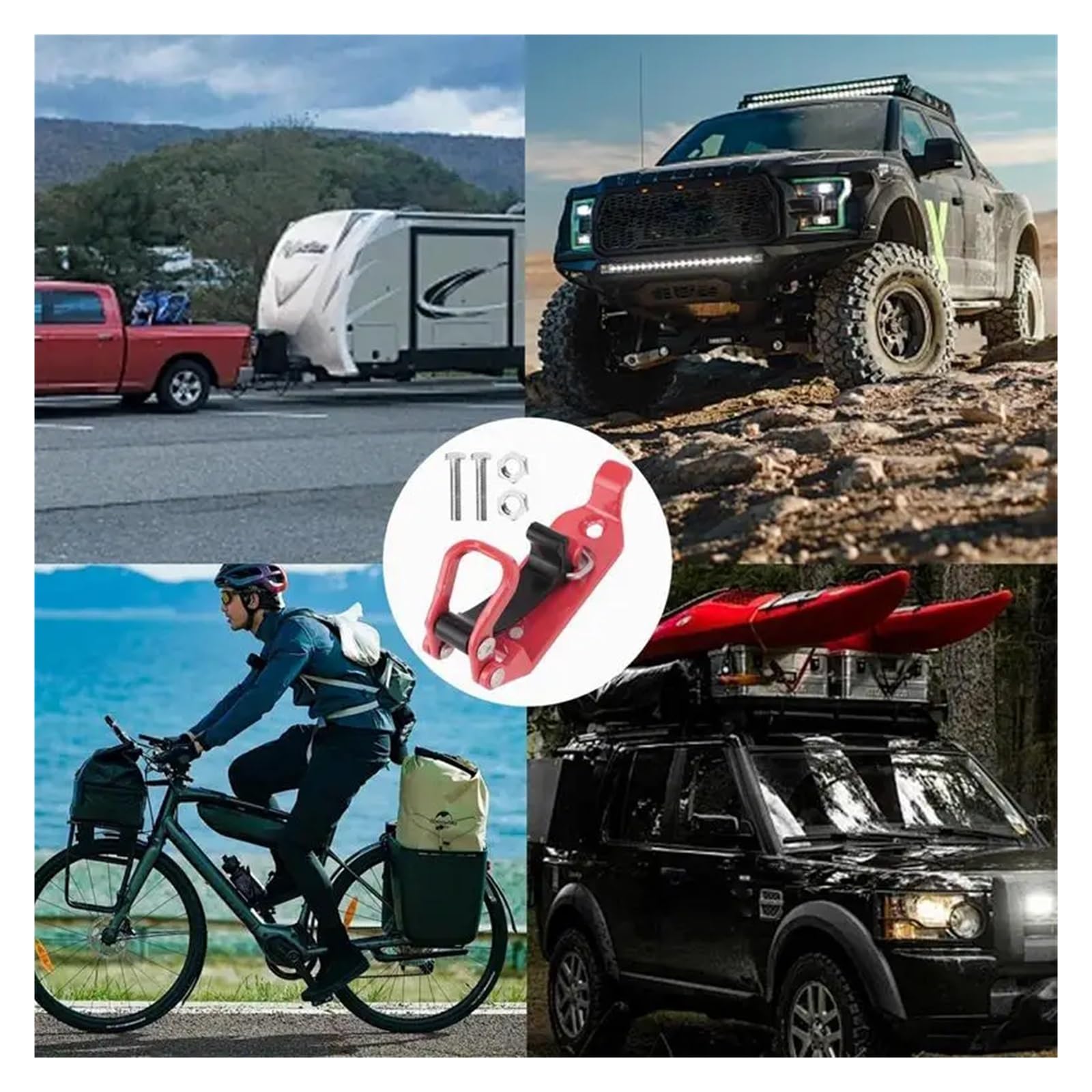 Dachkorb-Montagehalterungen Autodachträgerklemme 62 Pfund Tragfähigkeit Dachträgerklemmen for Axtschaufelboote Zinklegierung FüR Offroad DachgepäCkträGer(Black)