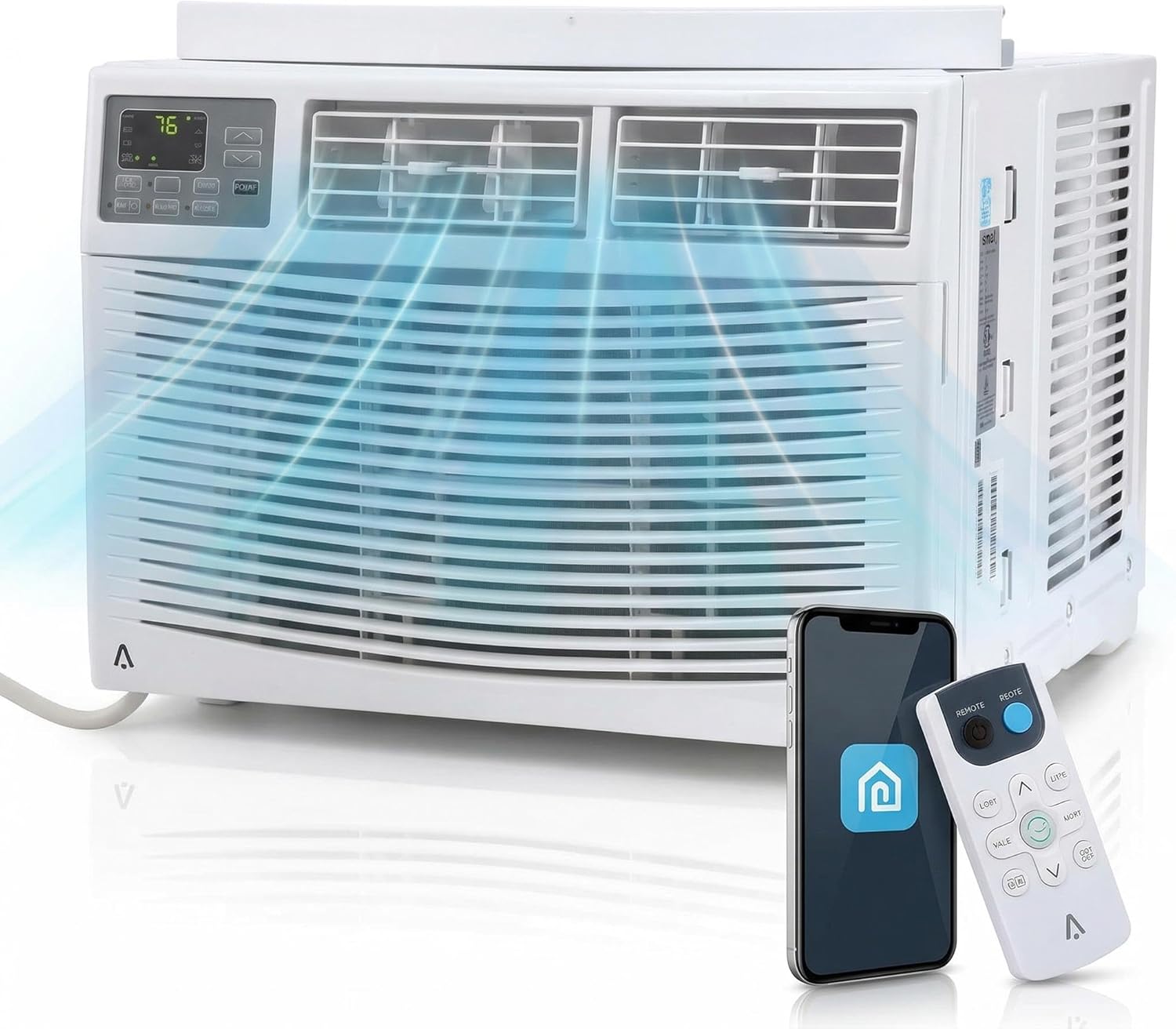 12000 BTU Window Air Conditioner, WiFi App Control and Remote, Cools Up to 550 Sq Ft, 3-in-1 Cool/Fan/Dehumidifier, Quiet 54 dB, CEER 10.9, Eco Mode, Auto Restart, 61-88F