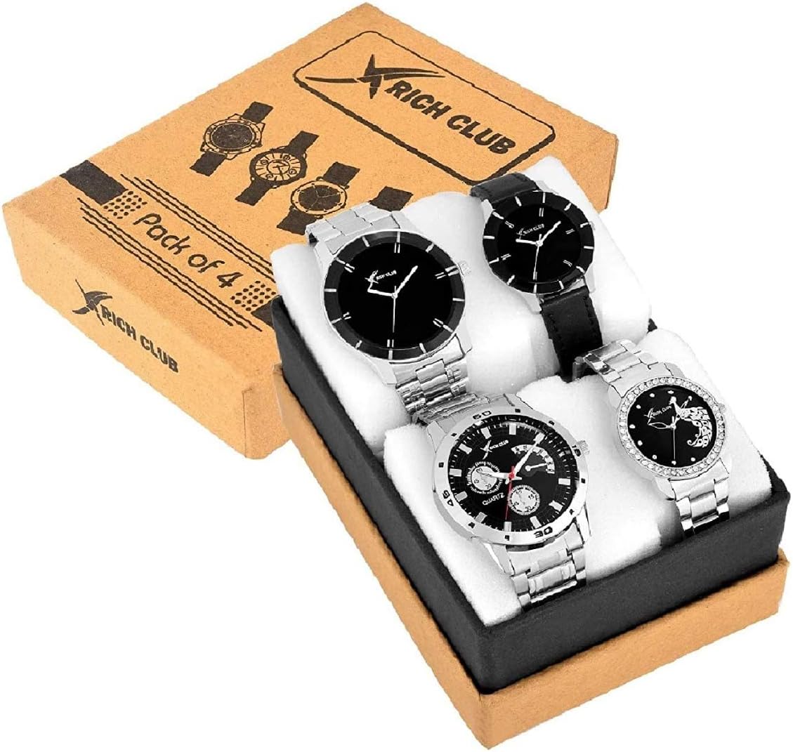 Rich ClubAnalogue Men's & Women's Watch (Multicolored Dial Multi Colored Strap) (Pack of 4)