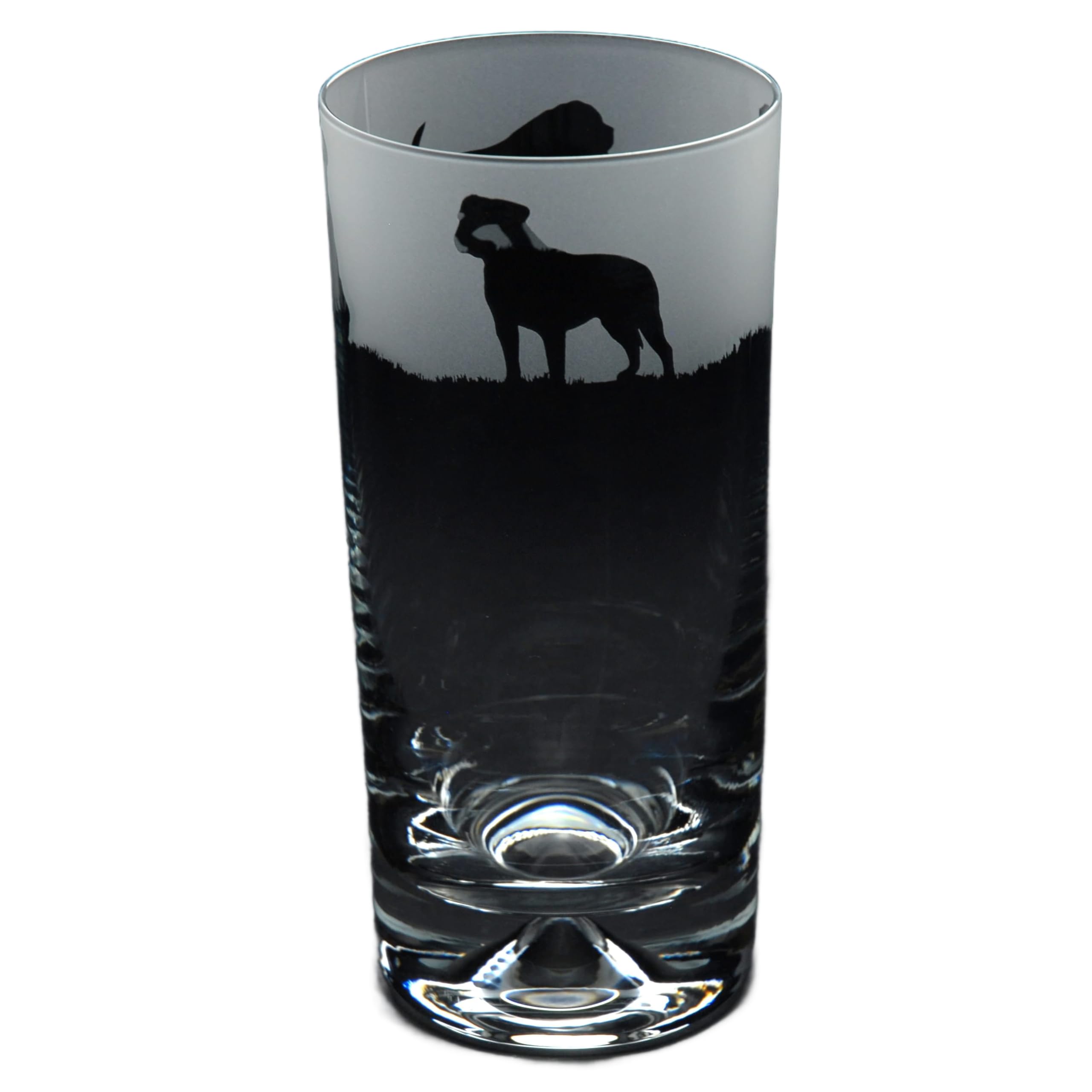 GLYPTIC Glass Art American Bulldog Dog Frieze Hand Etched/Engraved Highball Glass — image 1