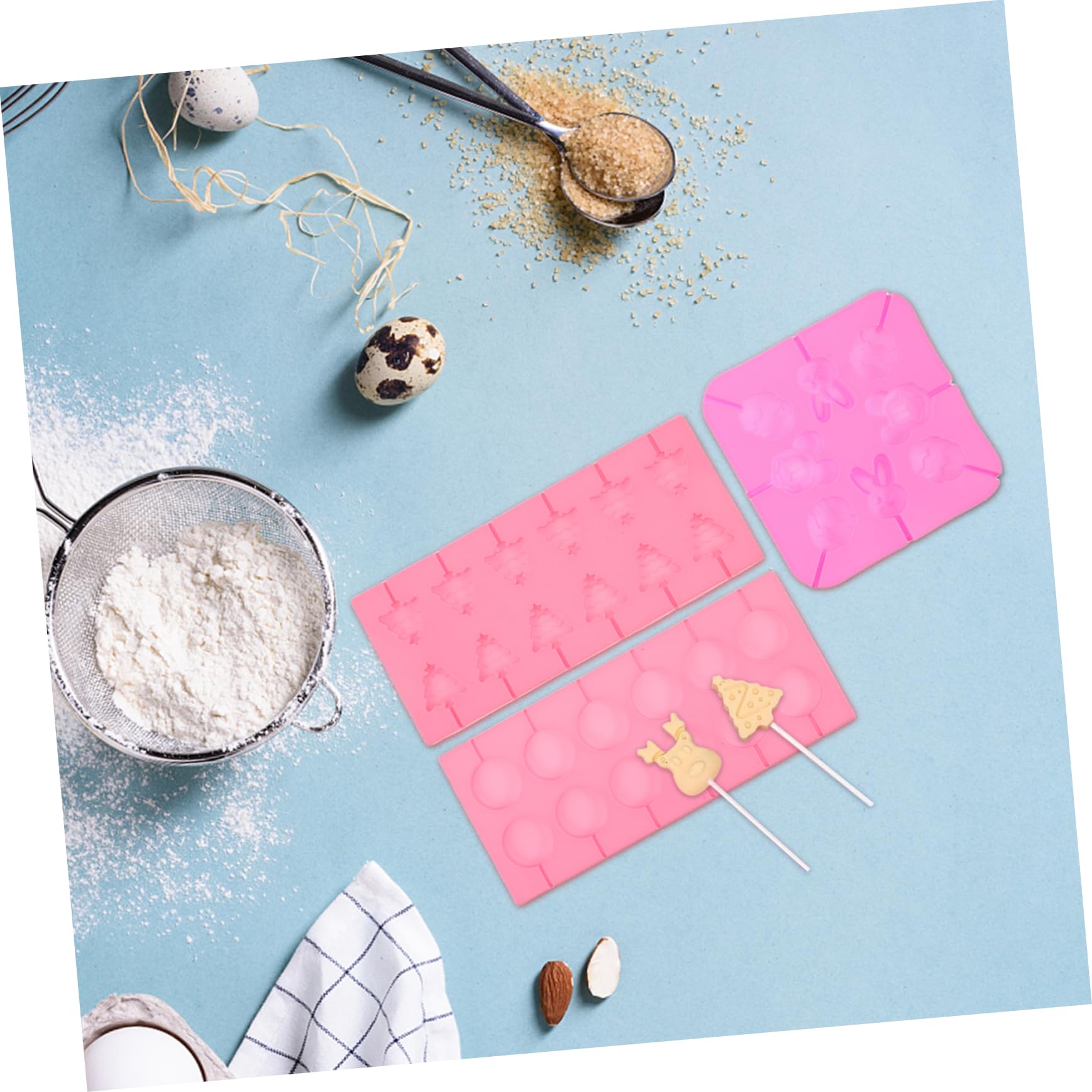 Luxshiny 1 Satz Lollipop Silikonform für Weihnachten Teiliges für Schokoladenlollis Eiswürfel und Kleine Leckereien Lollipop Sticks Geschenkbeuteln und Twist Bindern