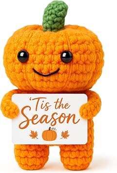 Mini Pumpkin Fall Basket Gifts for Women Men, Fall Decor Crochet Pumpkin
