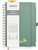 Vista 12 de POPRUN Lined Spiral Journal Notebook for Women & Men, 7-1/4" x 9-1/2", 220 Numbered Pages, College Ruled Hardcover Notebook for Work, Journals for