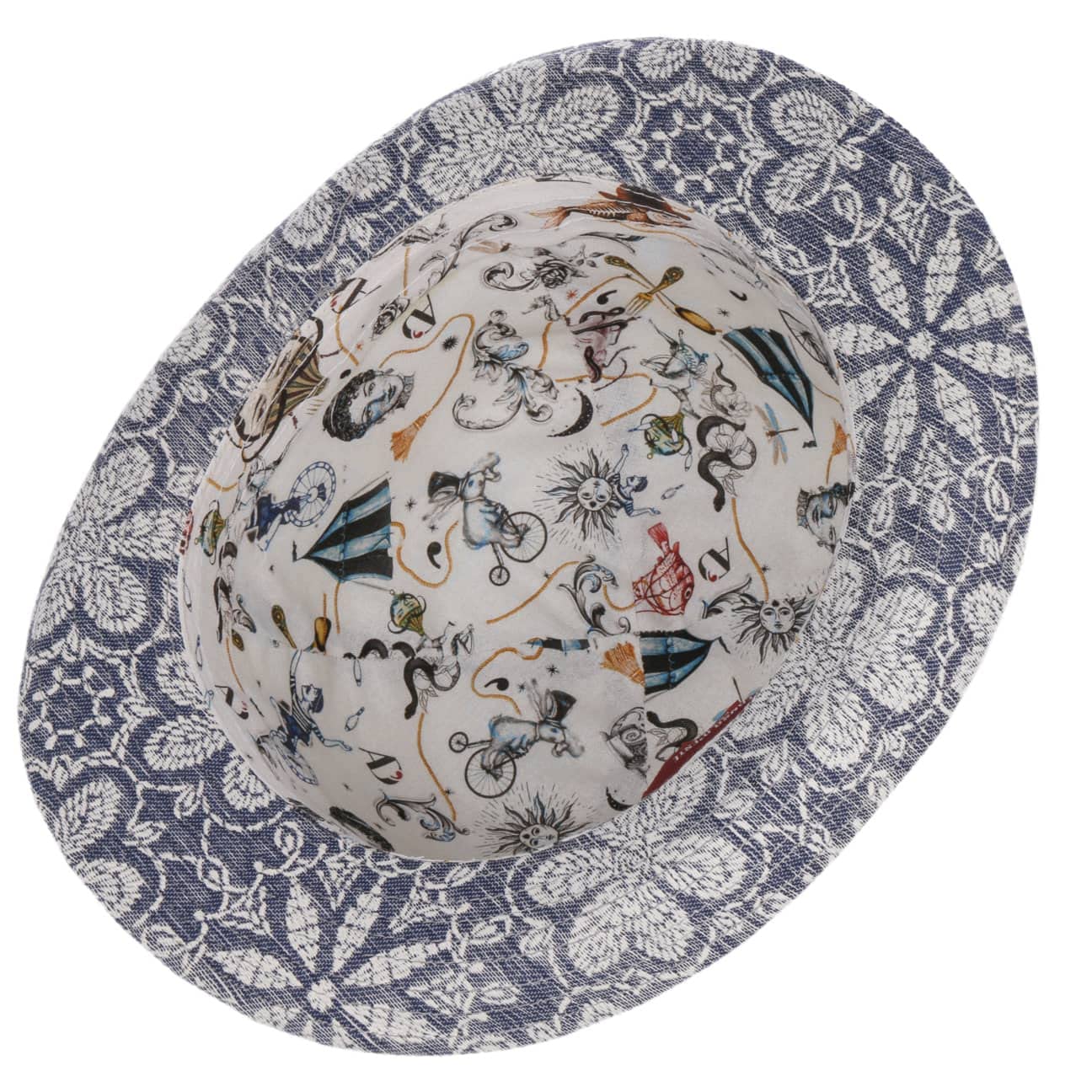 Bombín Spencey FlowerD’Este Mujer/Hombre - Made in Italy Sombrero de algodón Bowler con Forro, Banda Grosgrain Primavera/Verano