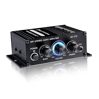 Multifunctional Audio Amplifier AK270 400W 12VHIFI Power Amplifier Stereo Home Car Bass Audio Amplifier Music Player Car Speaker Class D Car Home Sound Power Amplifier Color Amplifier